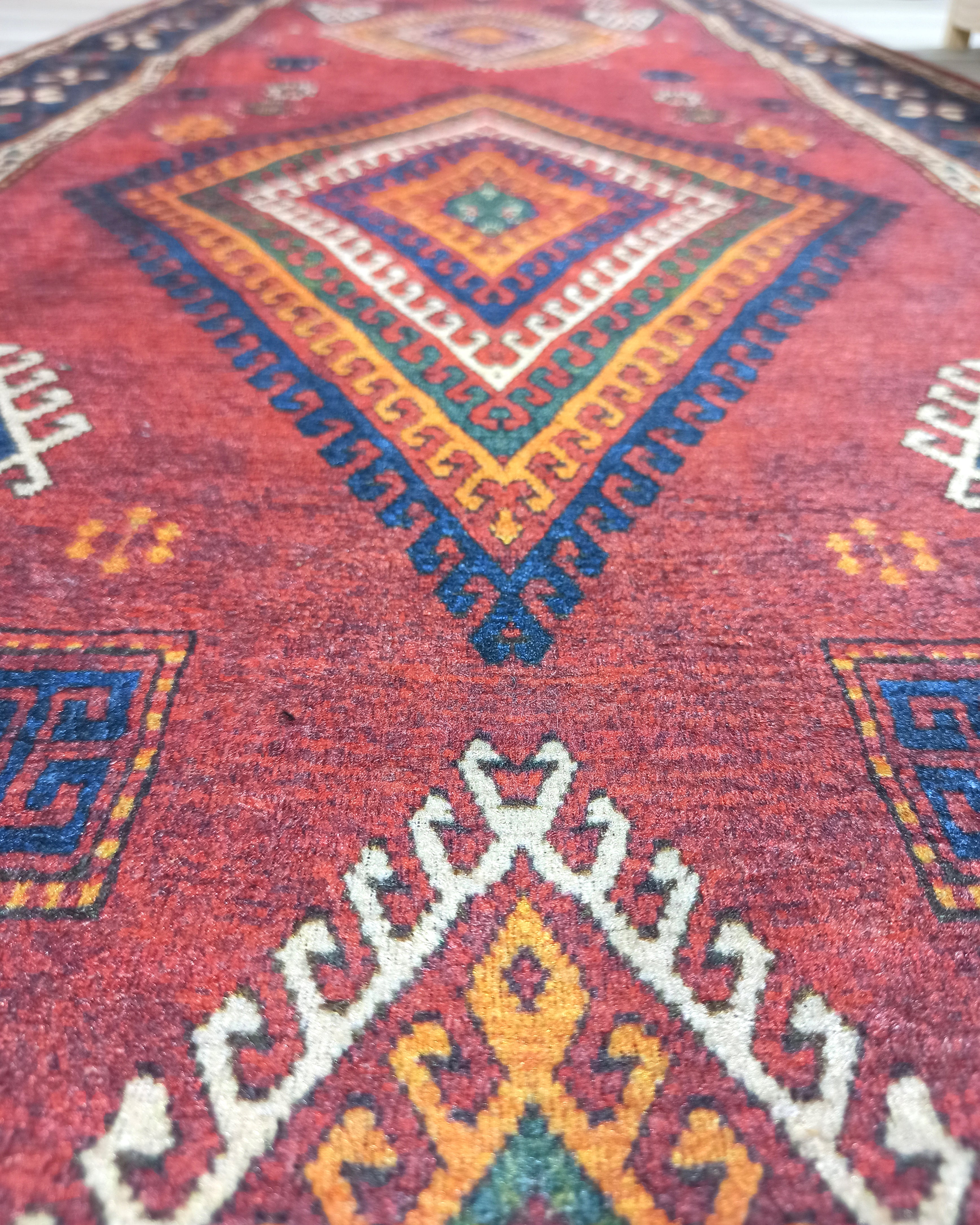 Persian Style Rug, Natural Ivory Colorful Geometry Rug