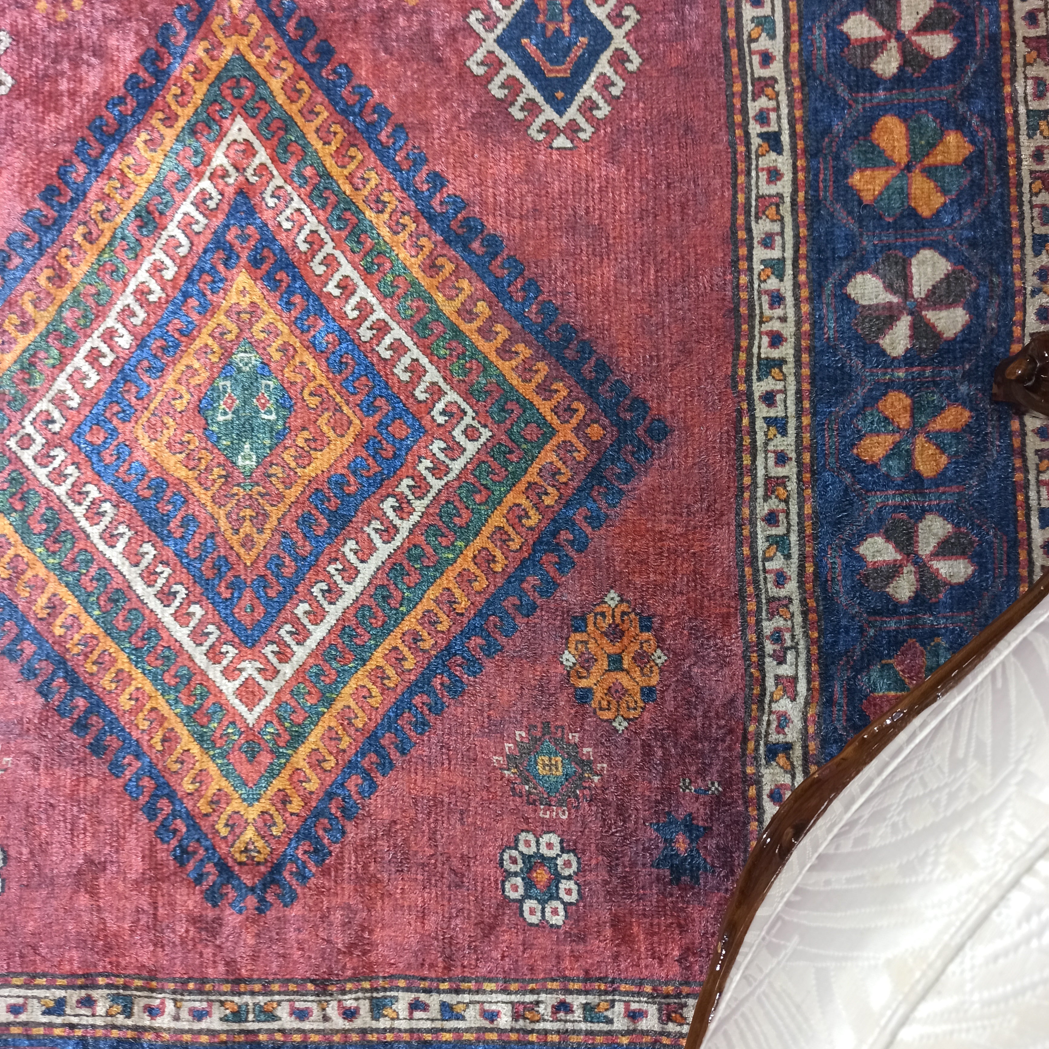 Persian Style Rug, Natural Ivory Colorful Geometry Rug