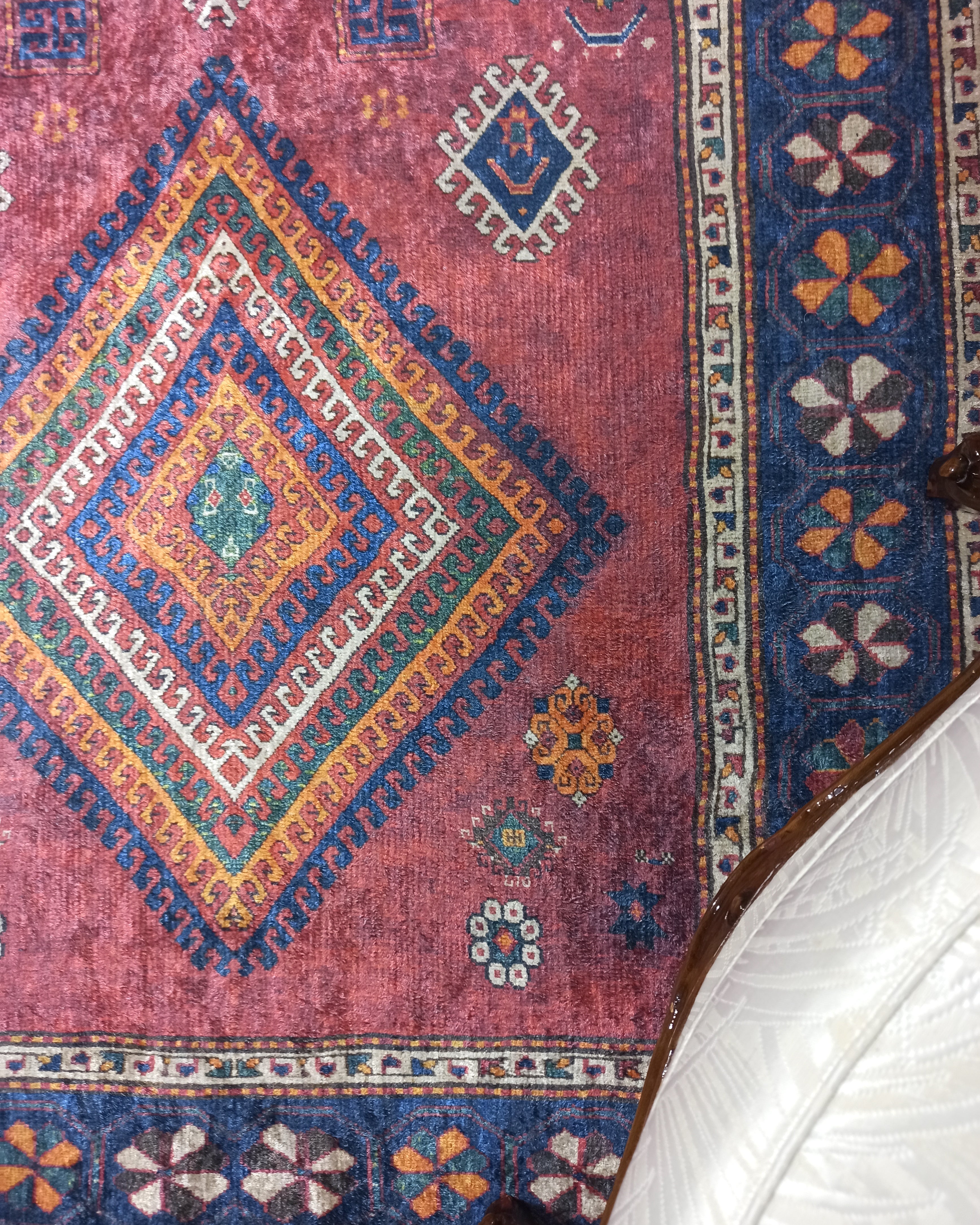 Persian Style Rug, Natural Ivory Colorful Geometry Rug