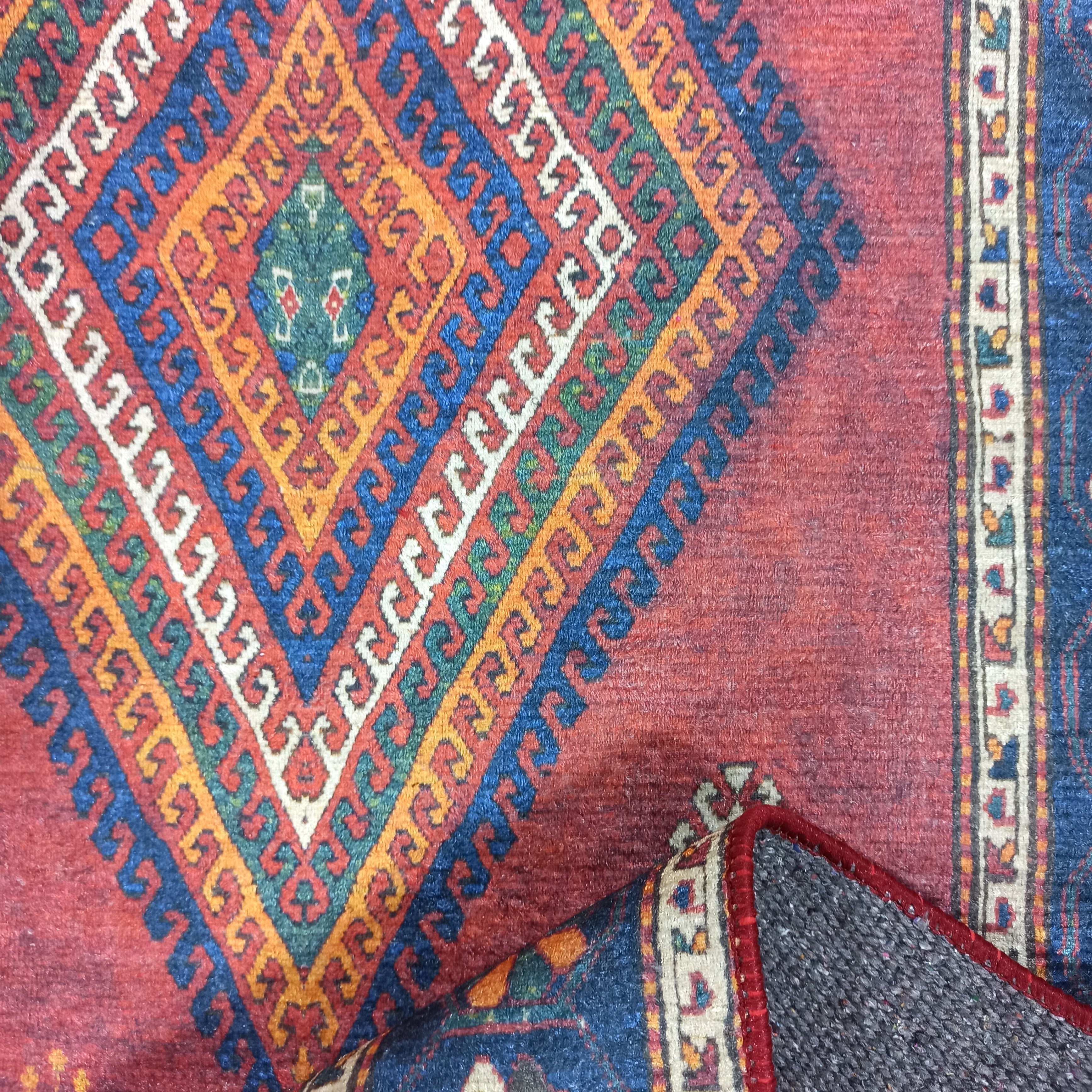 Persian Style Rug, Natural Ivory Colorful Geometry Rug