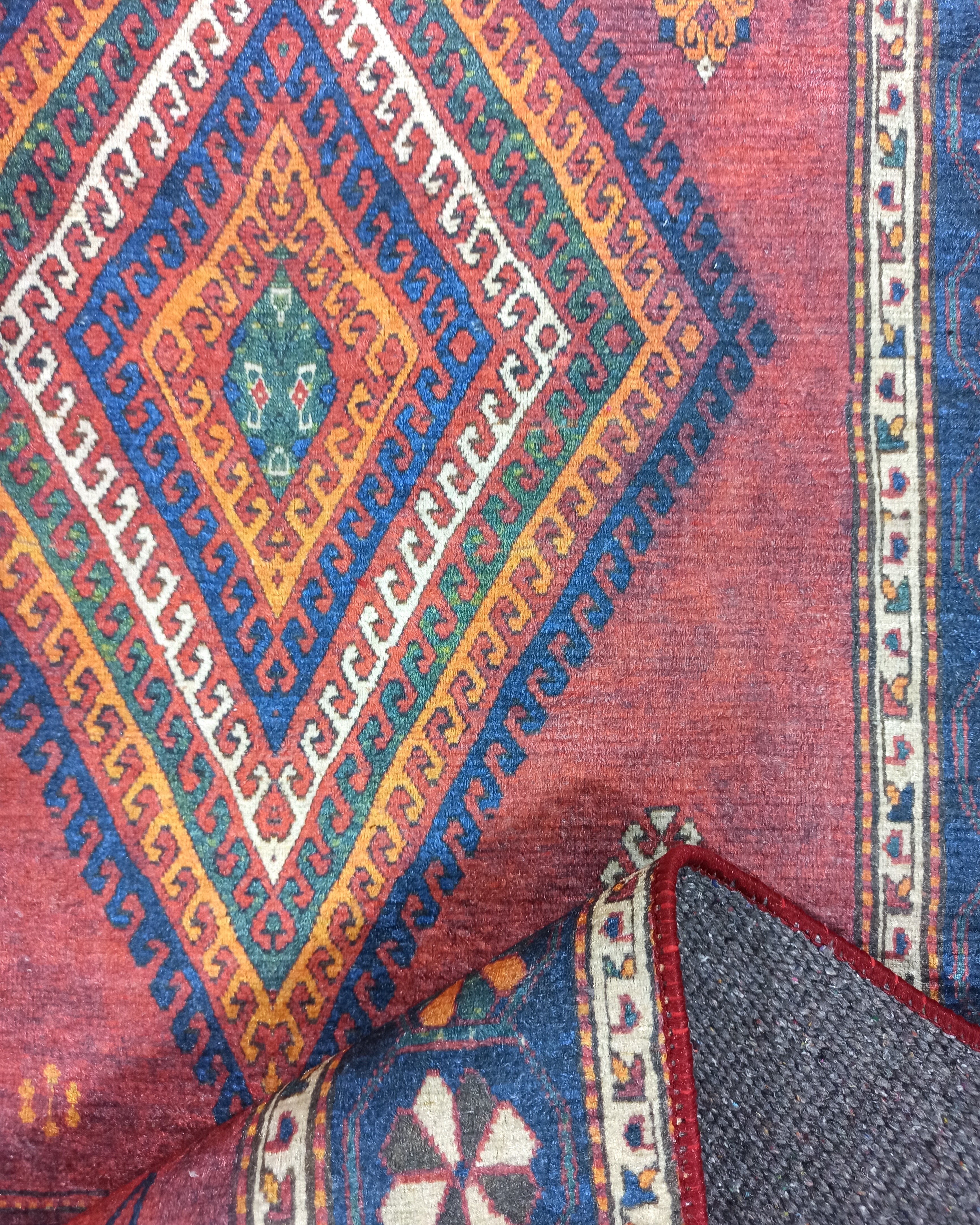 Persian Style Rug, Natural Ivory Colorful Geometry Rug