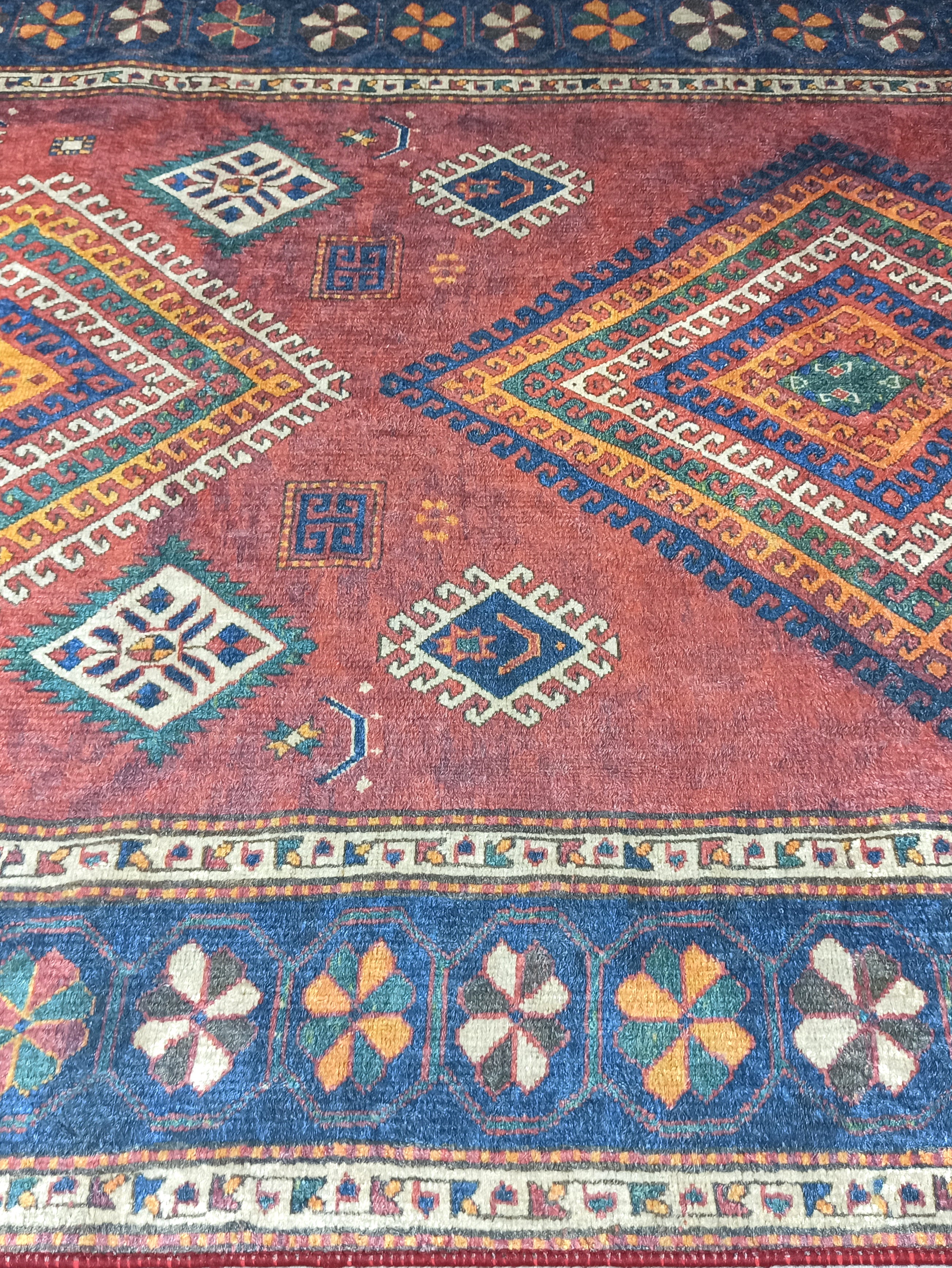 Persian Style Rug, Natural Ivory Colorful Geometry Rug