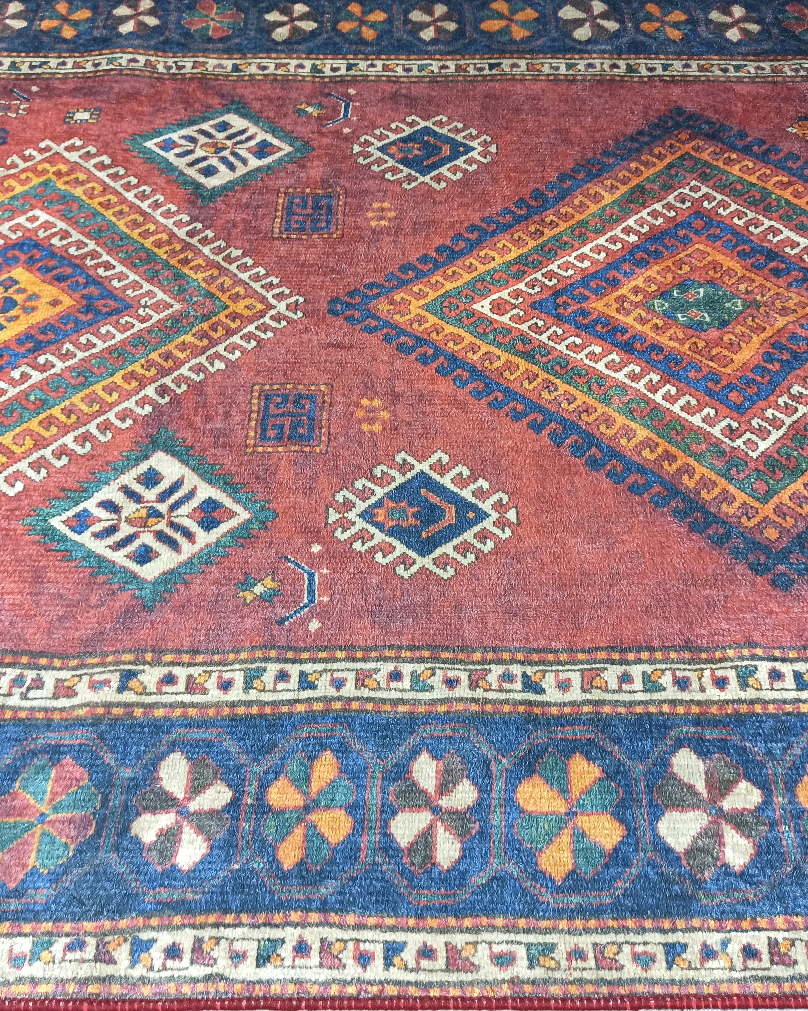 Persian Style Rug, Natural Ivory Colorful Geometry Rug