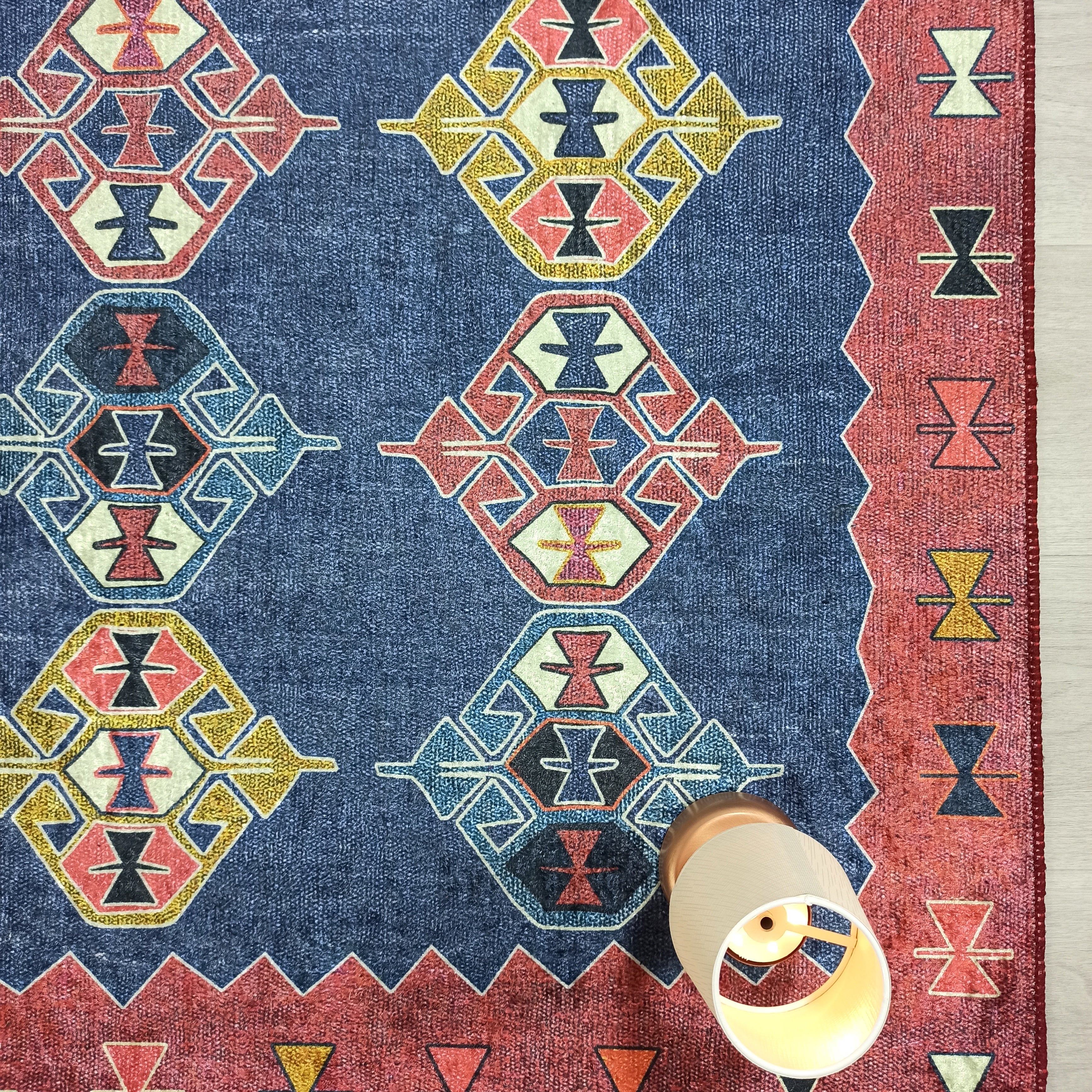 Persian Heriz Blue Red Oriental Area Rug