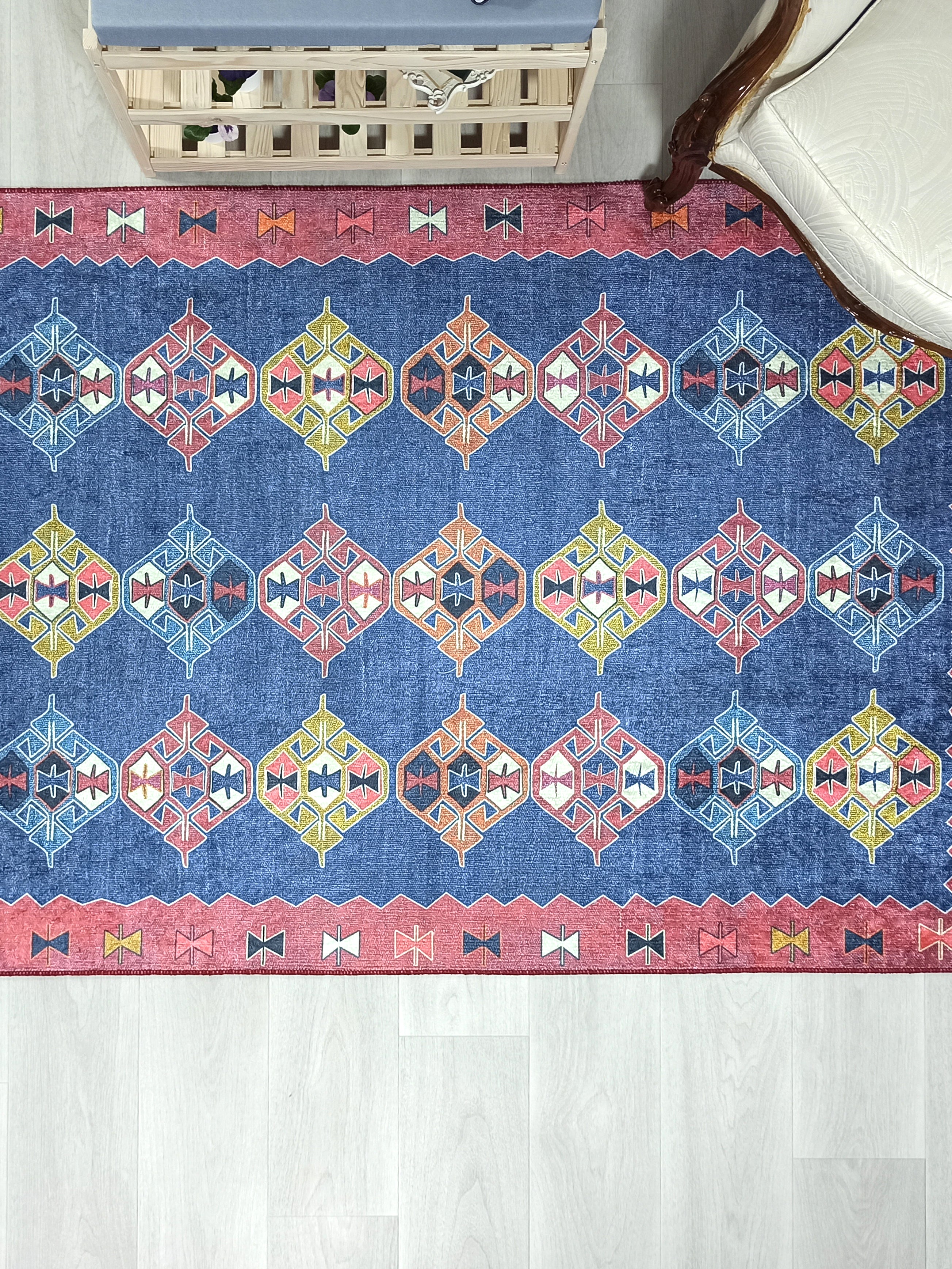 Persian Heriz Blue Red Oriental Area Rug