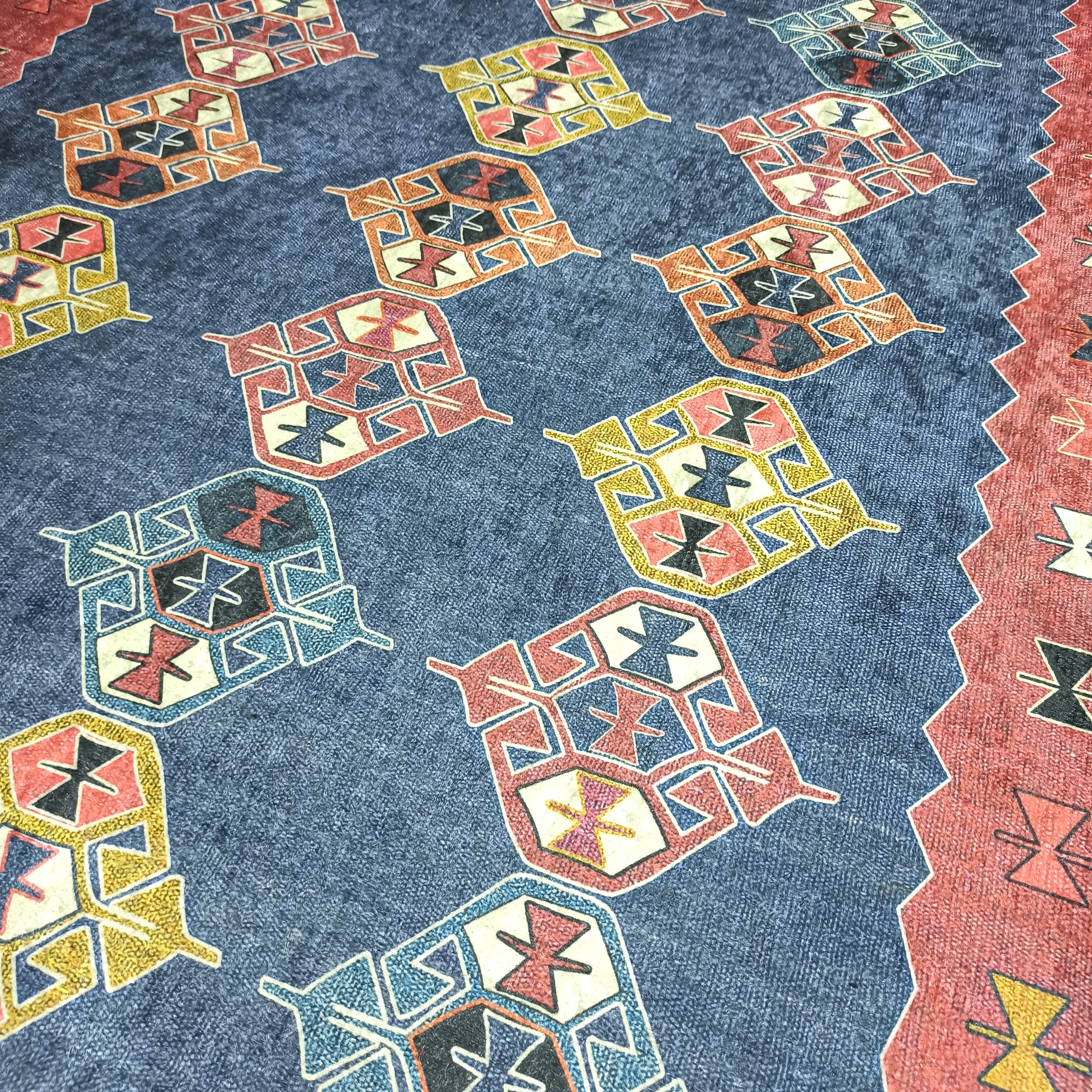 Persian Heriz Blue Red Oriental Area Rug