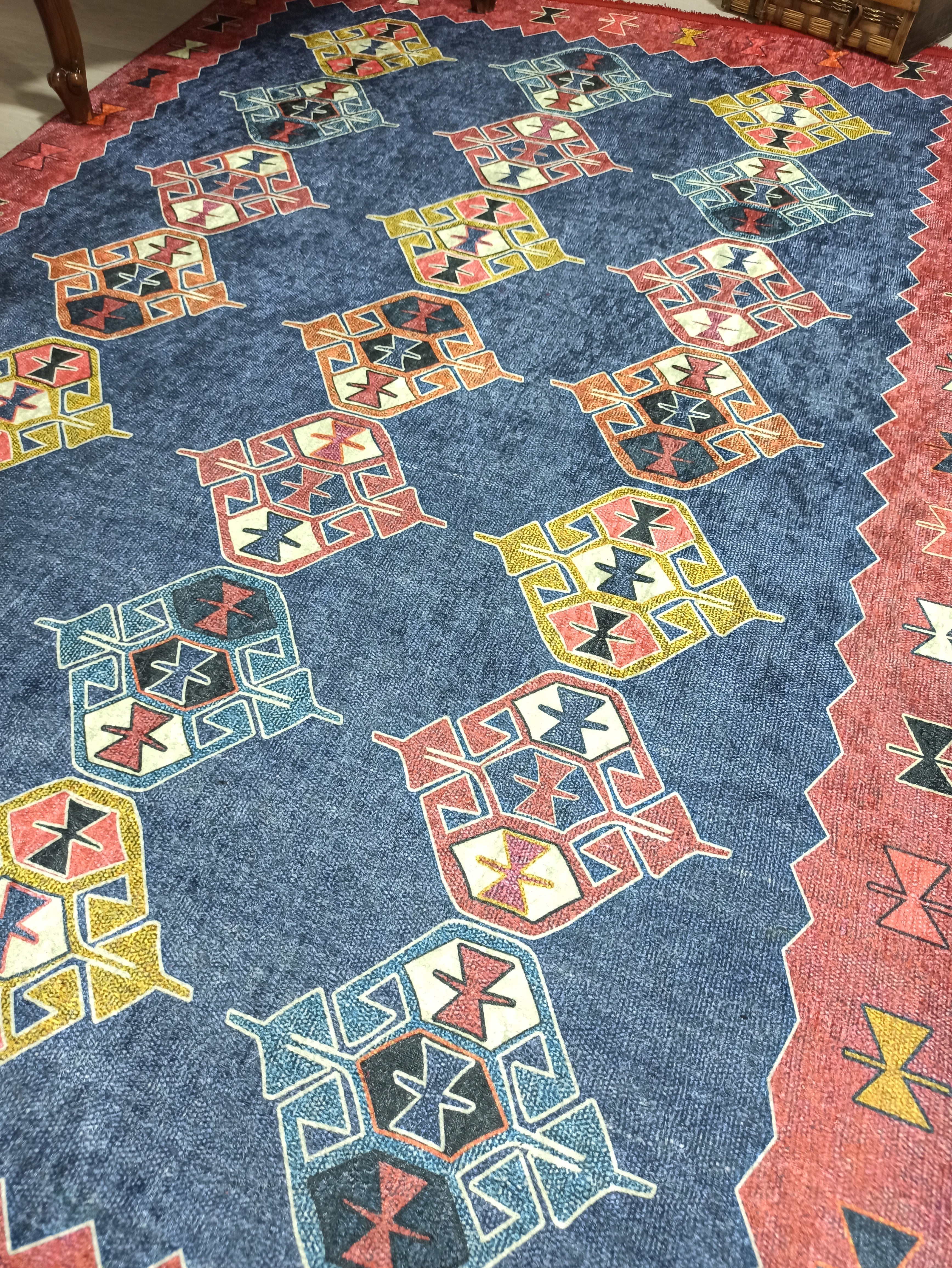 Persian Heriz Blue Red Oriental Area Rug