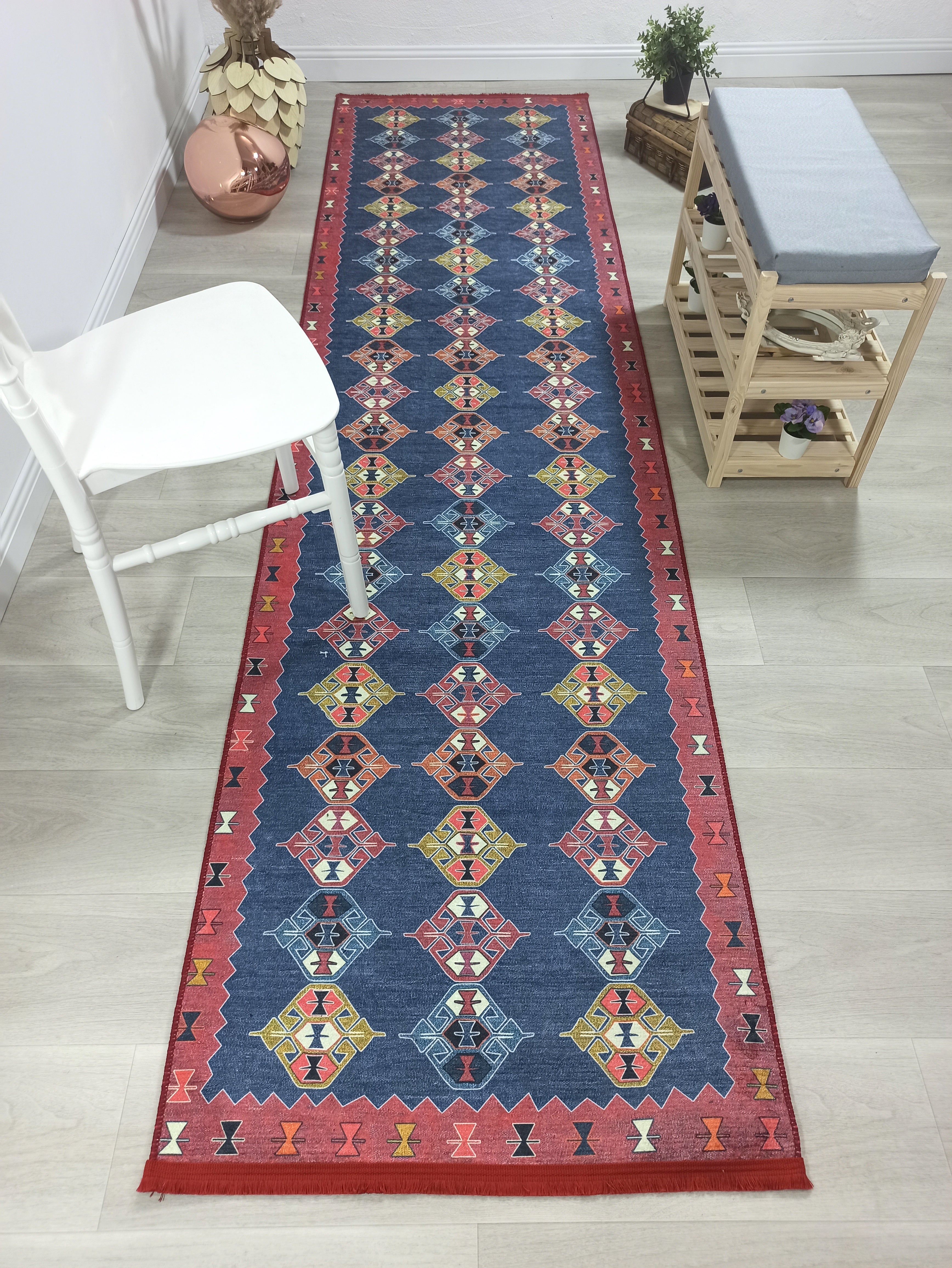 Persian Heriz Blue Red Oriental Area Rug