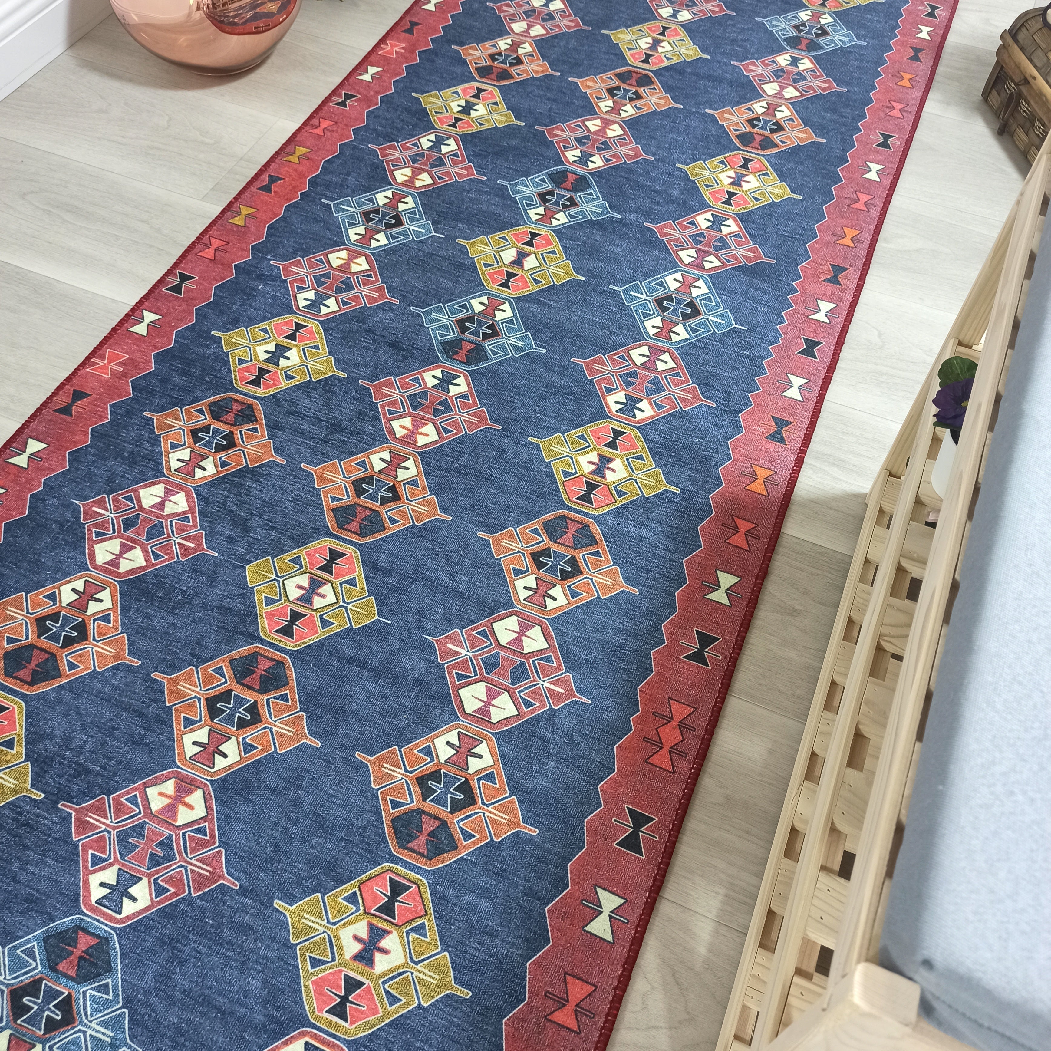 Persian Heriz Blue Red Oriental Area Rug