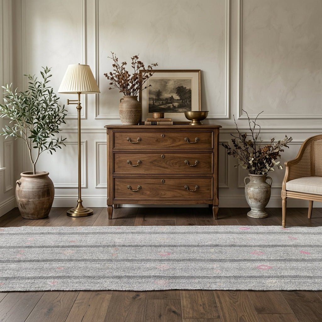 Striped pattern on the Suzansultan vintage kilim runner rug – handwoven flatweave in Anatolia, Turkey