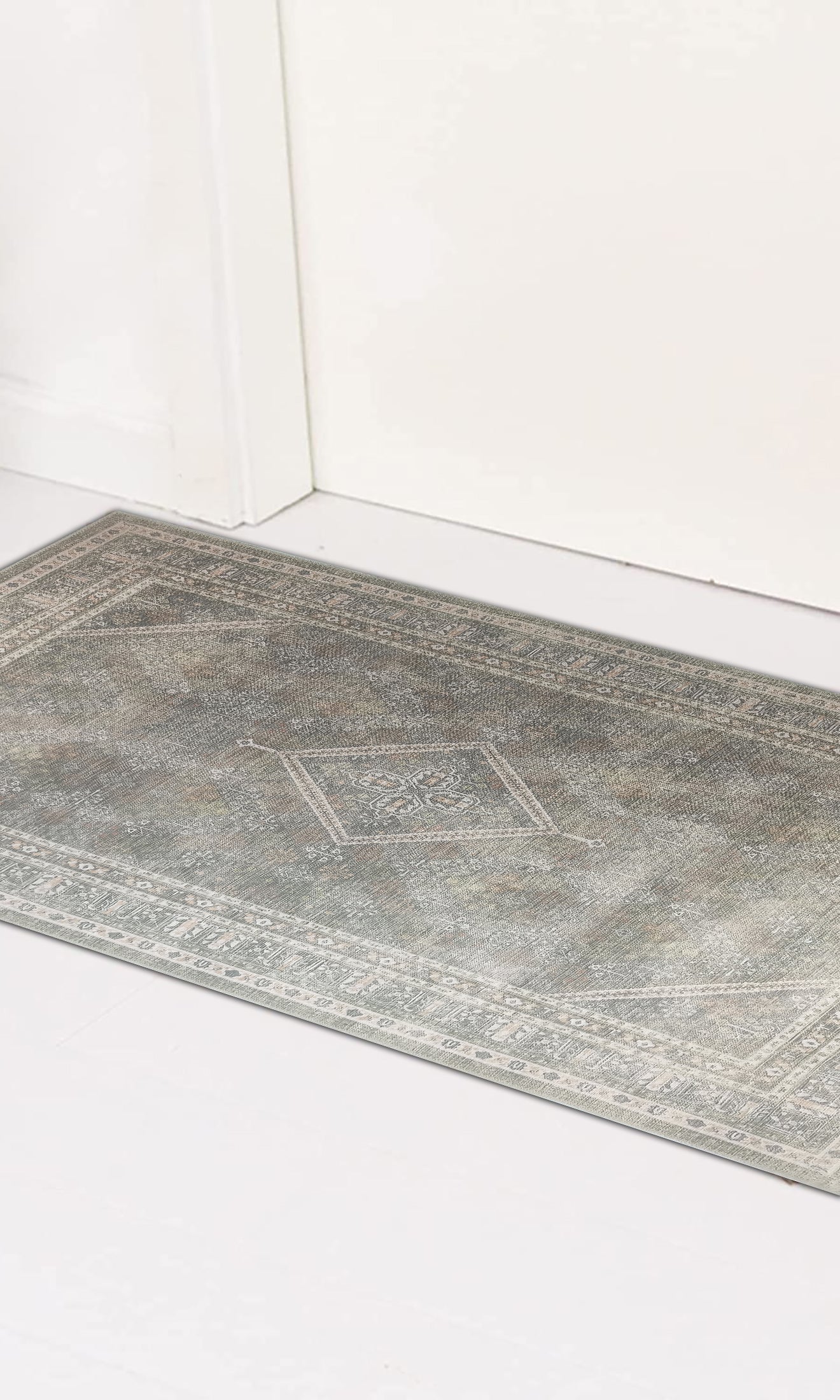 Nila Turkish Vintage Geometric Green & Olive Rug