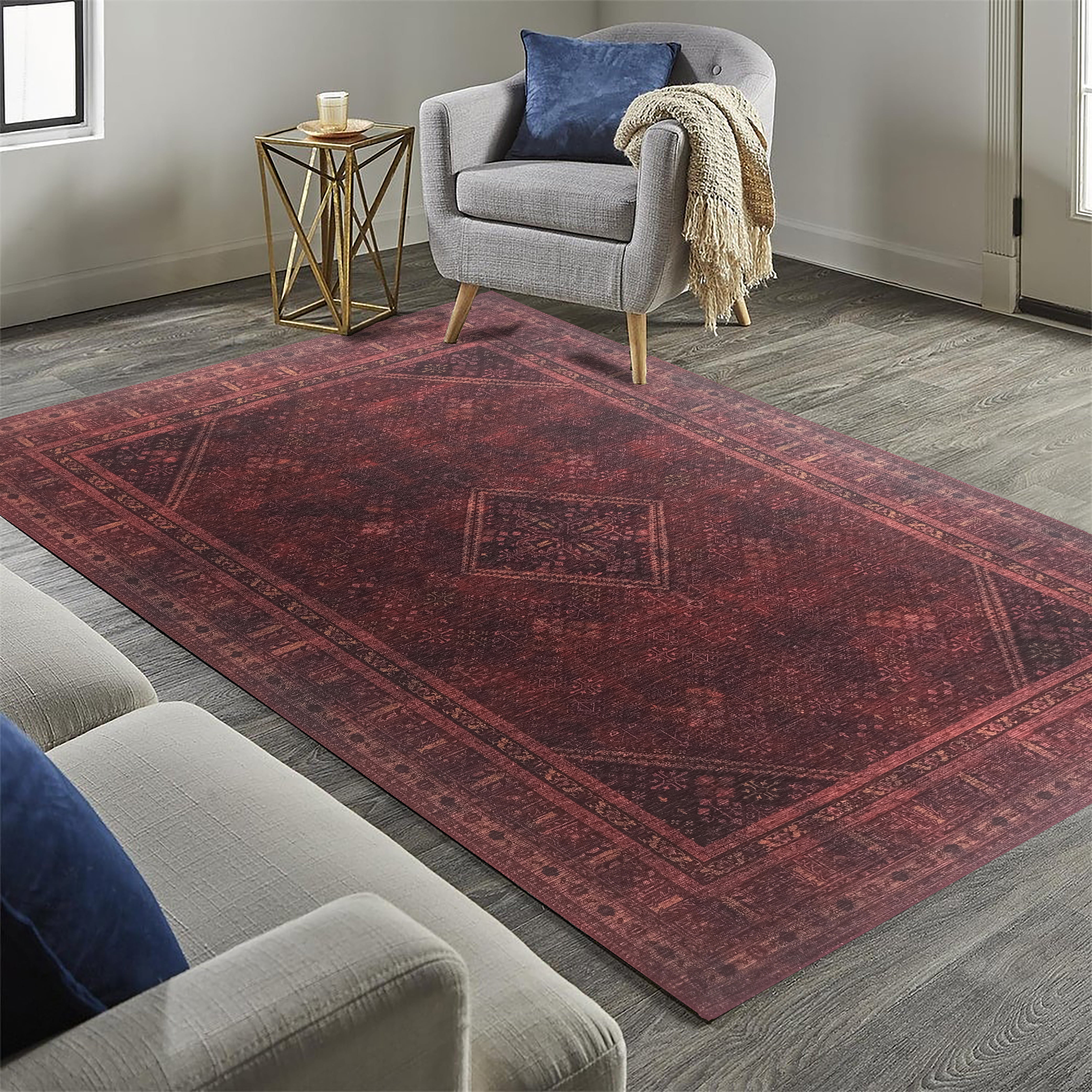 Shaza Turkish Vintage Geometric Burgundy & Red Rug