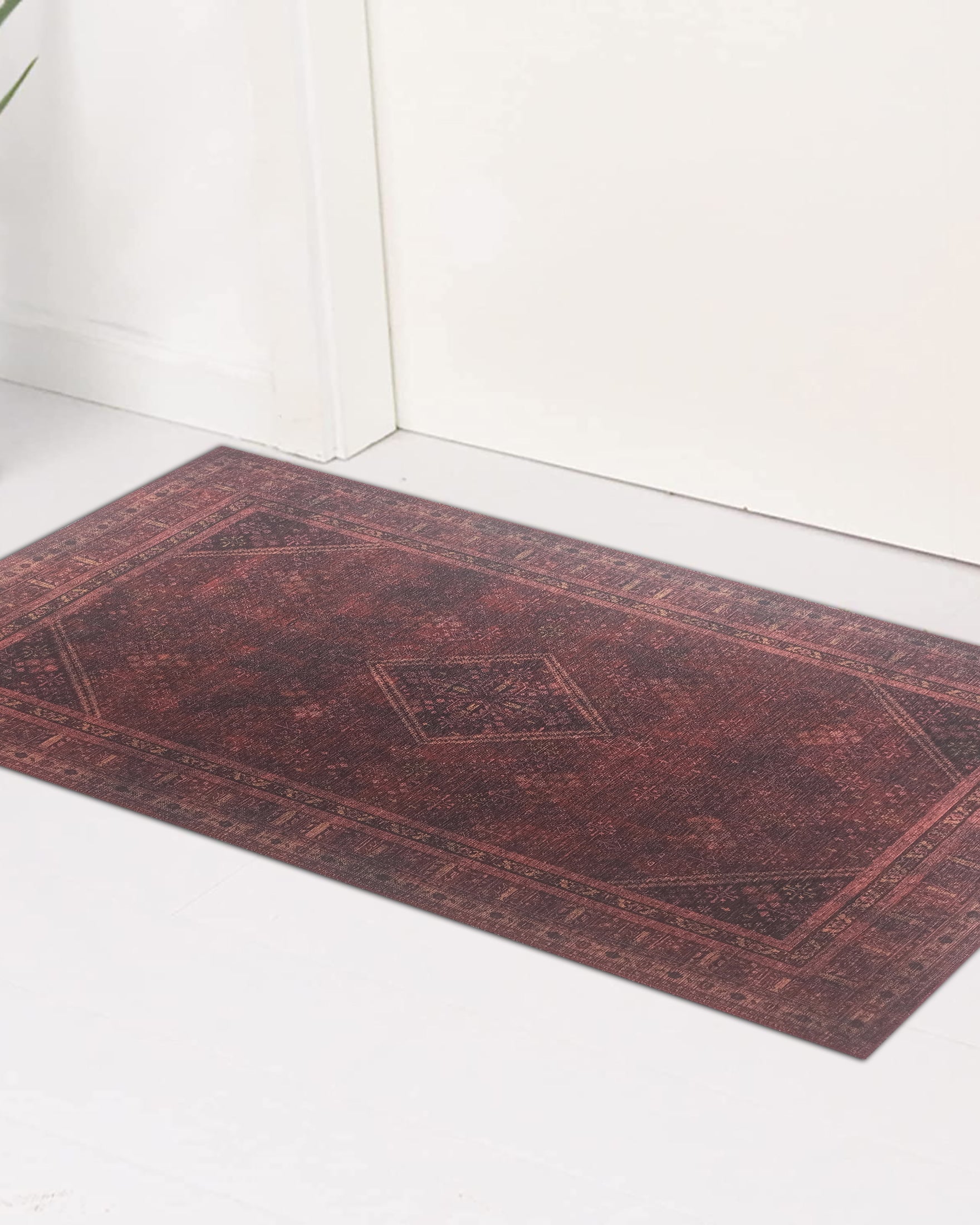 Shaza Turkish Vintage Geometric Burgundy & Red Rug