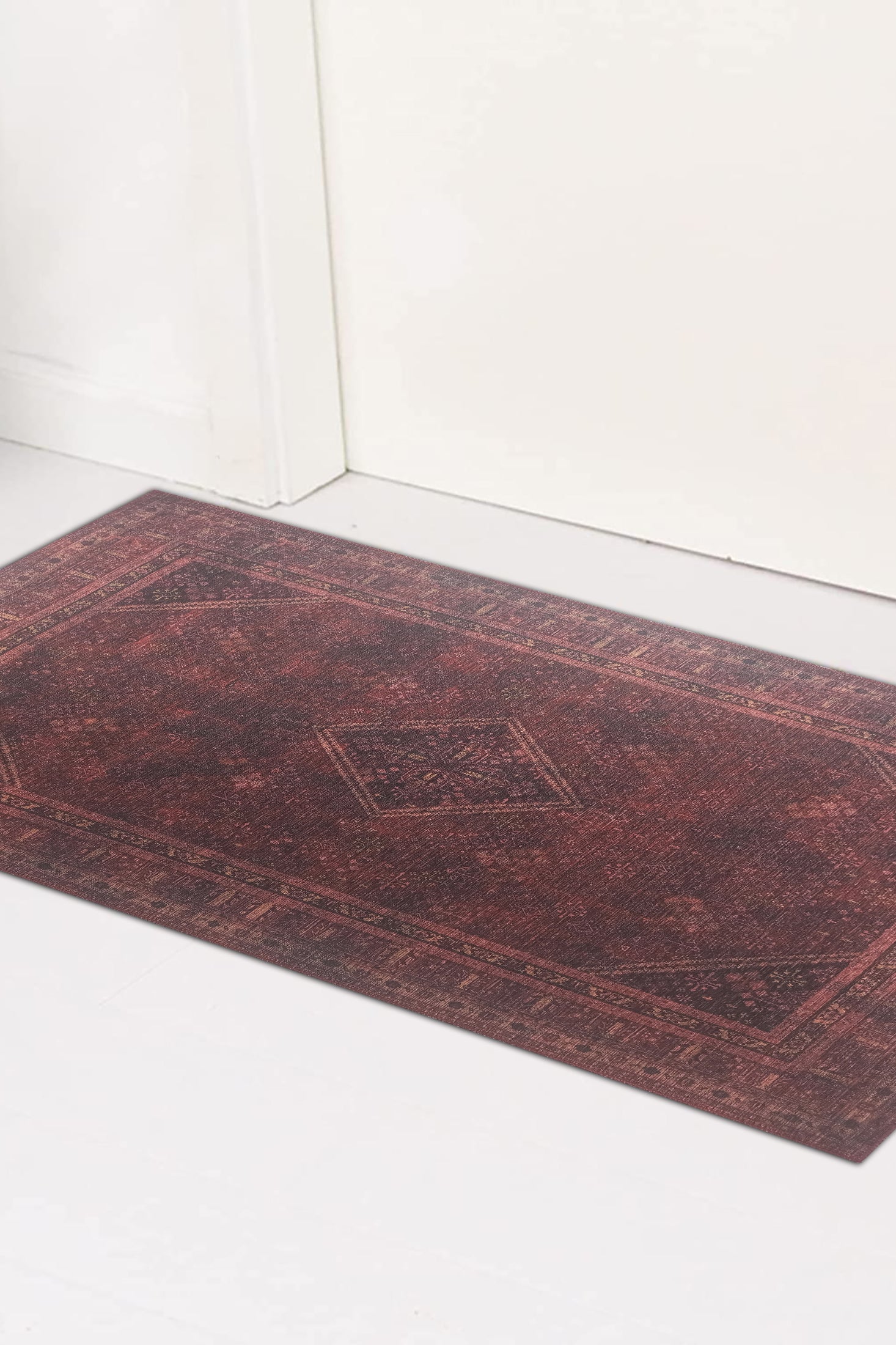 Shaza Turkish Vintage Geometric Burgundy & Red Rug