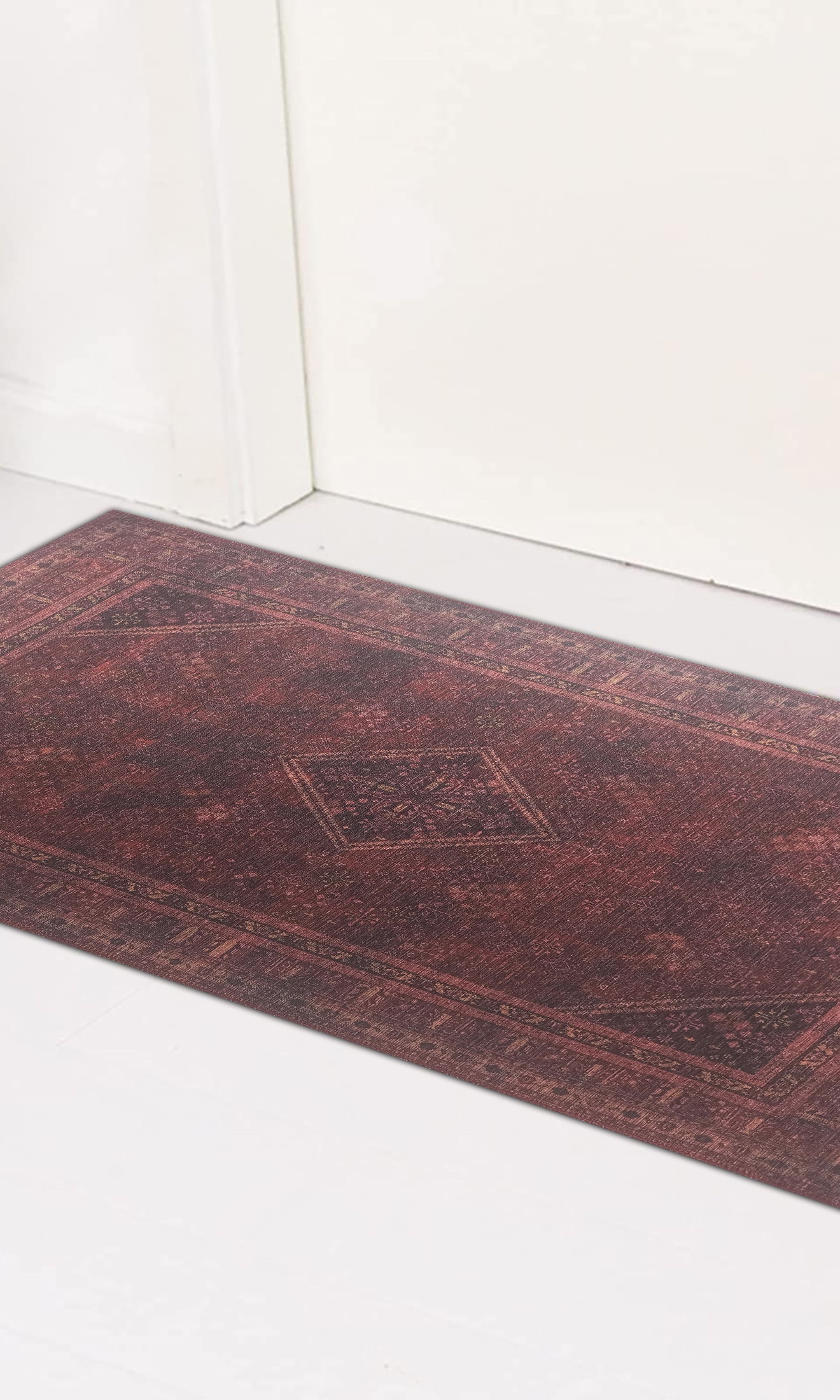 Shaza Turkish Vintage Geometric Burgundy & Red Rug