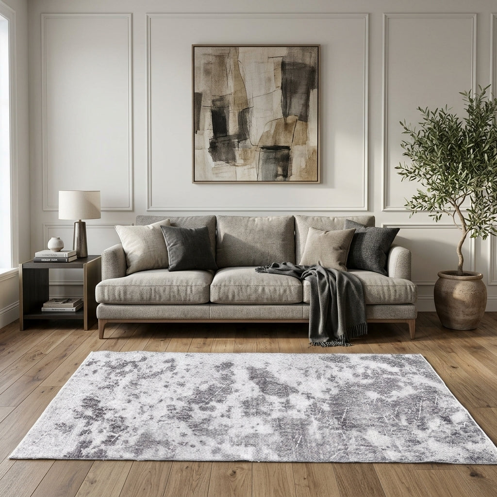 Solid pattern on the Sedefsever distressed vintage area rug – handmade in Anatolia, Turkey