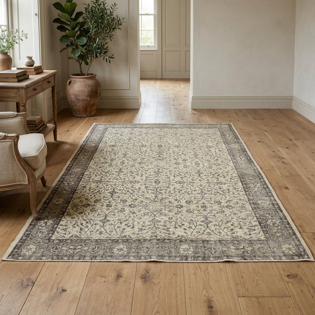 Floral pattern on the Berrakruh vintage area rug – handmade in Anatolia, Turkey