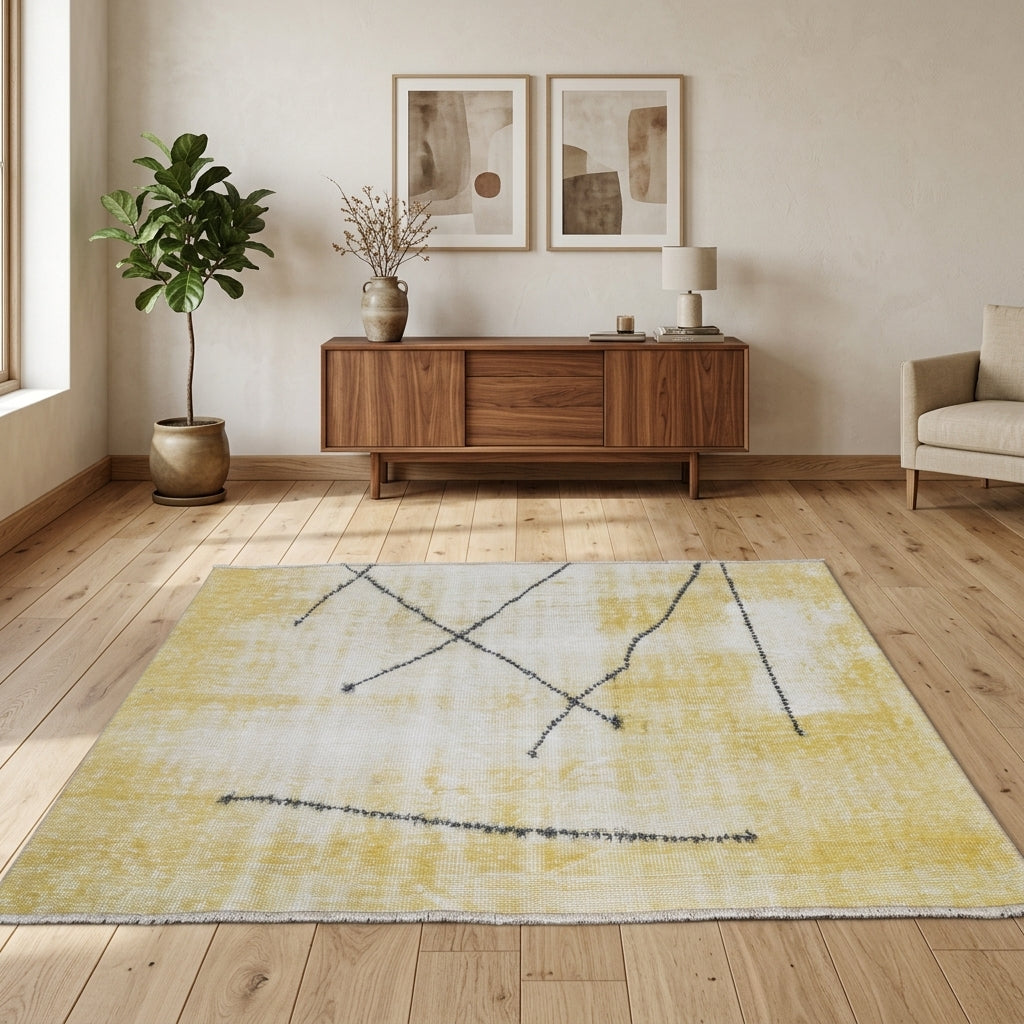 Solid pattern on the Tuncpare vintage runner rug – handmade in Anatolia, Turkey
