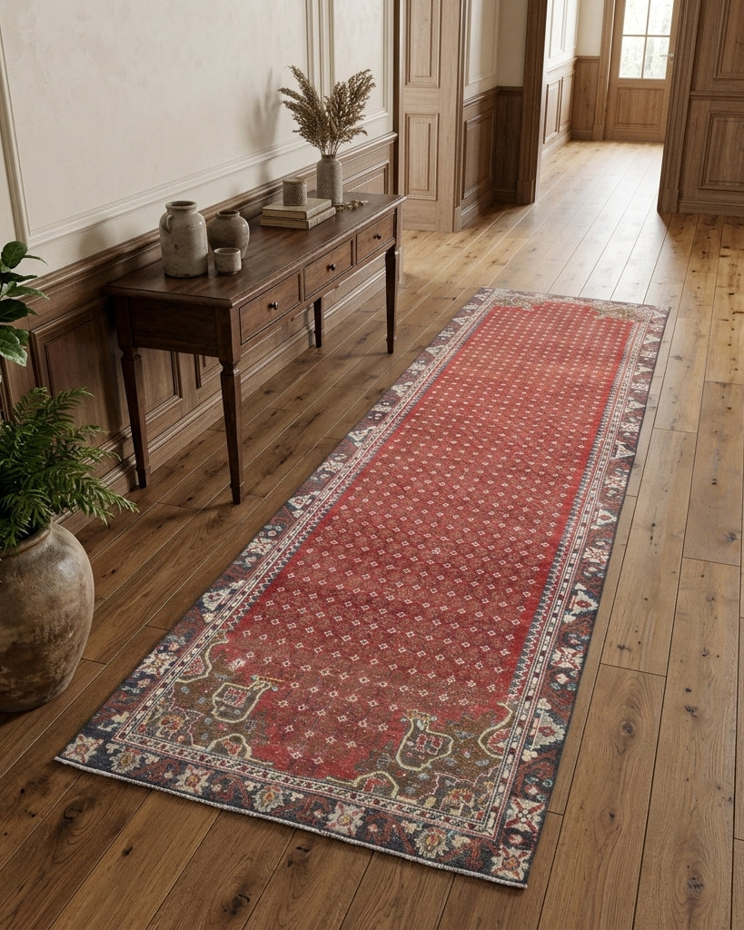 Ikat pattern on the Rhodonia vintage runner rug – handmade in Anatolia, Turkey