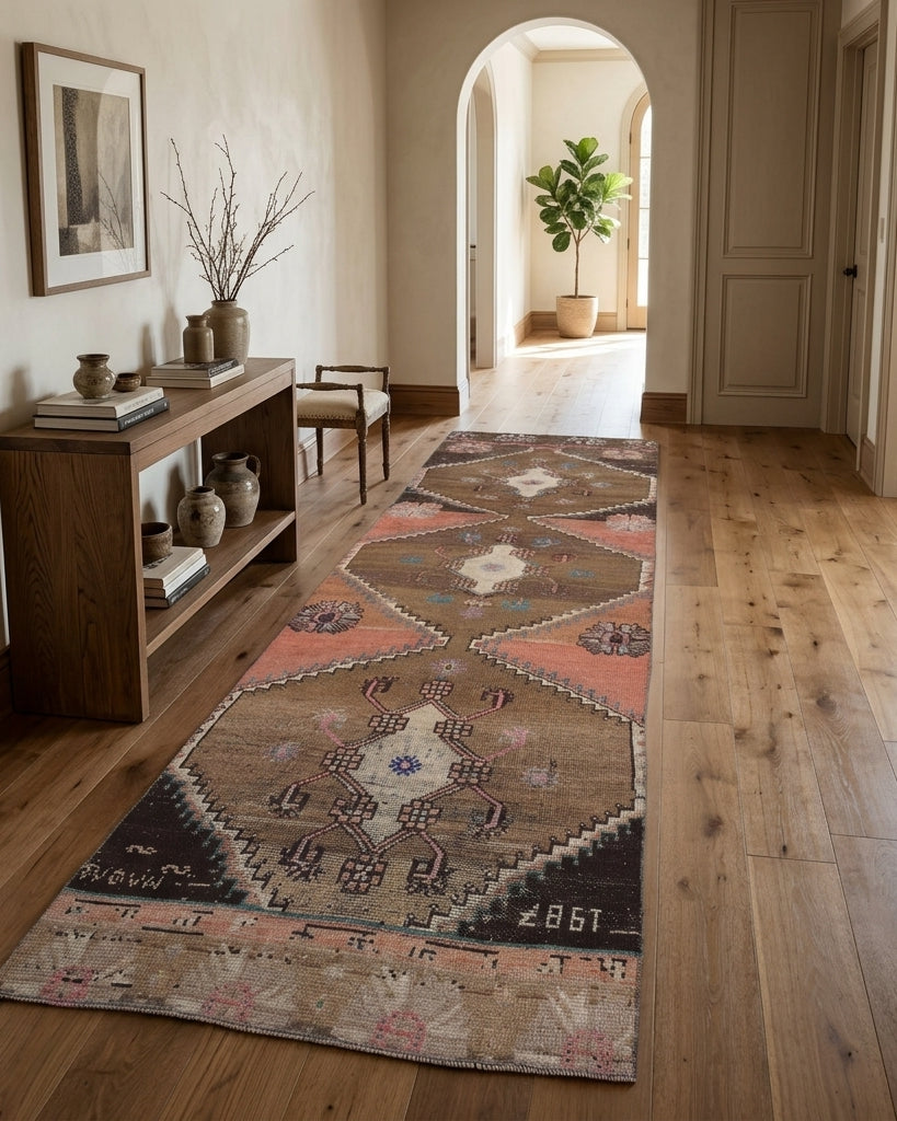 Oriental pattern on the Siladeniz vintage runner rug – handmade in Anatolia, Turkey