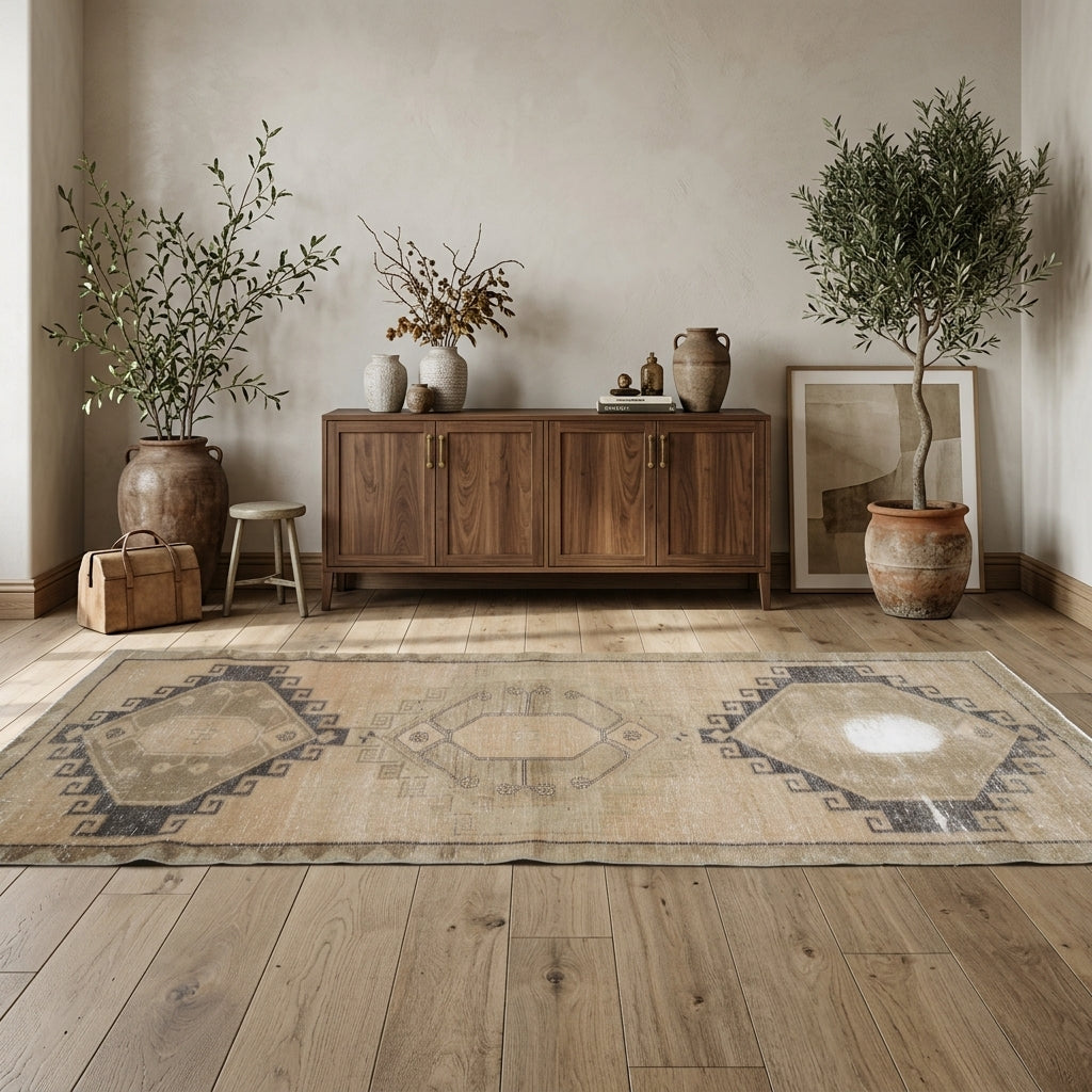 Oriental pattern on the Siran vintage runner rug – handmade in Anatolia, Turkey