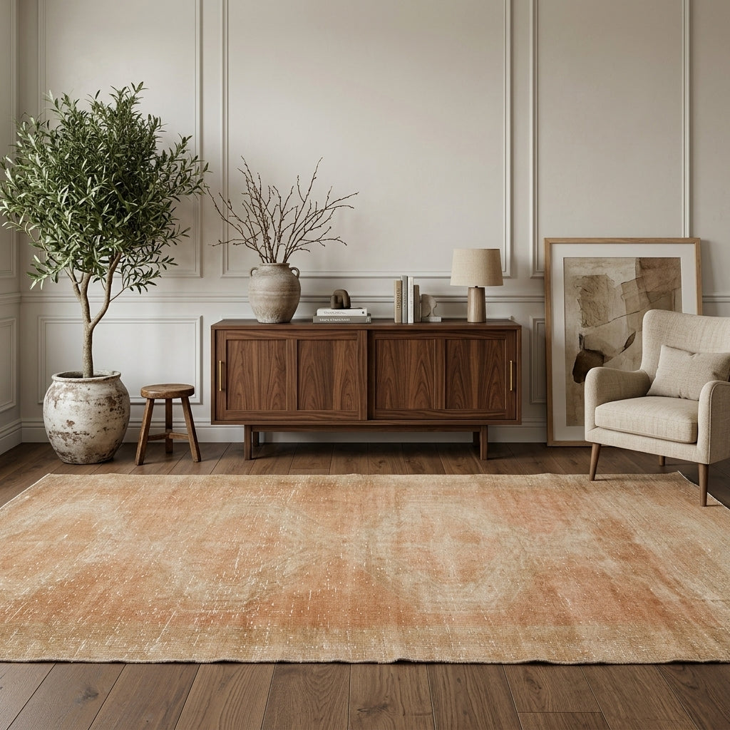 Abstract pattern on the Simyar antique washed vintage runner rug – handmade in Anatolia, Turkey