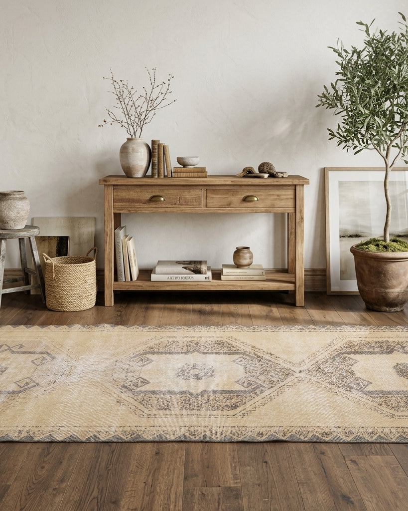 Oriental pattern on the Sebpare vintage runner rug – handmade in Anatolia, Turkey
