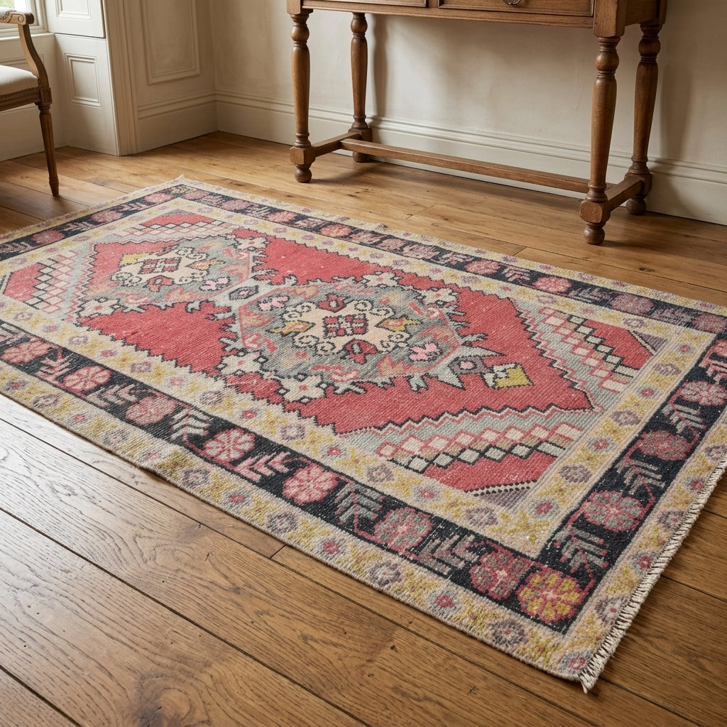 Oriental pattern on the Phaenolampe vintage runner rug – handmade in Anatolia, Turkey