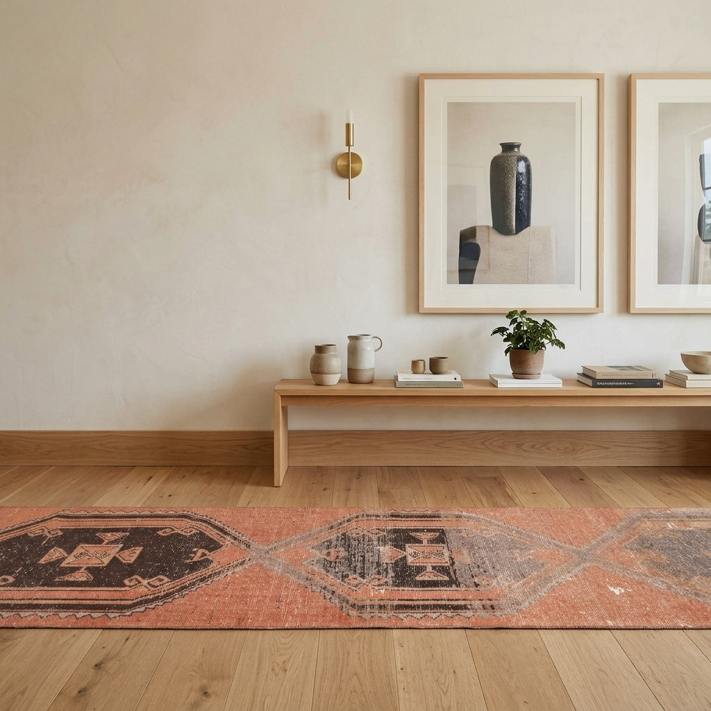 Ikat pattern on the Pinarefsan vintage runner rug – handmade in Anatolia, Turkey