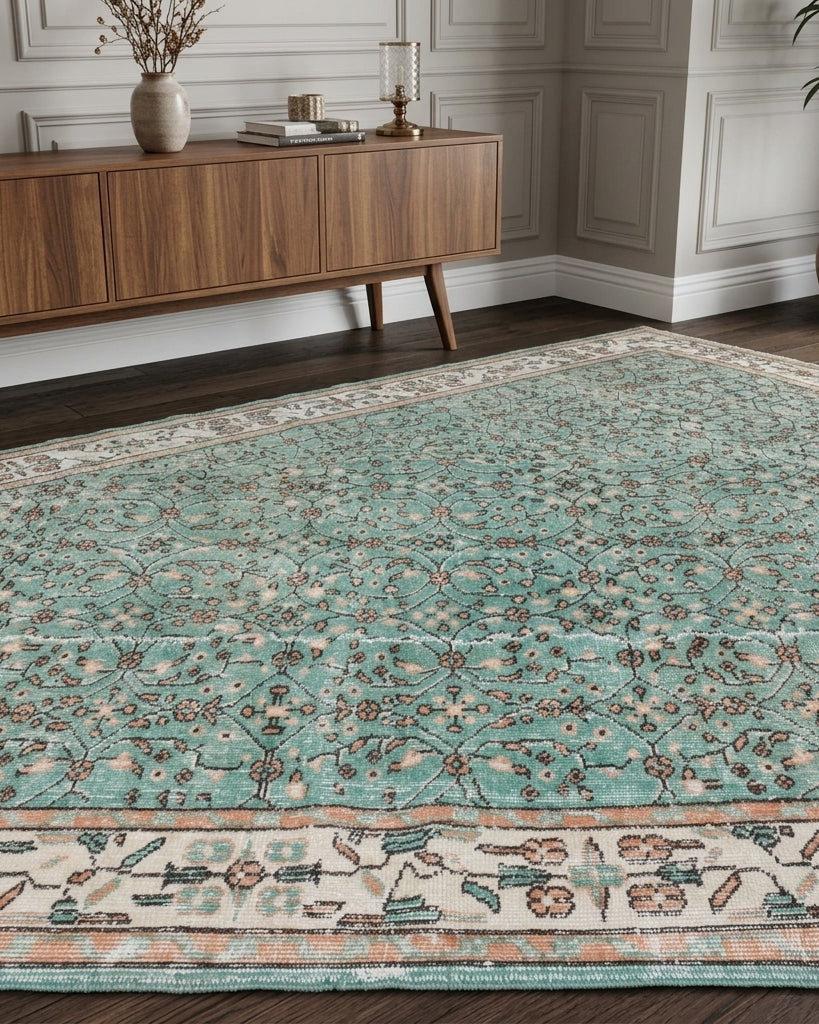 Floral pattern on the Berraknihal vintage area rug – handmade in Anatolia, Turkey