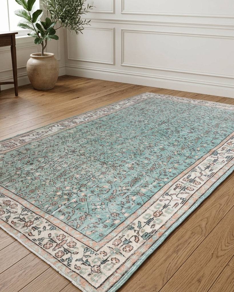 Floral pattern on the Berraknihal vintage area rug – handmade in Anatolia, Turkey