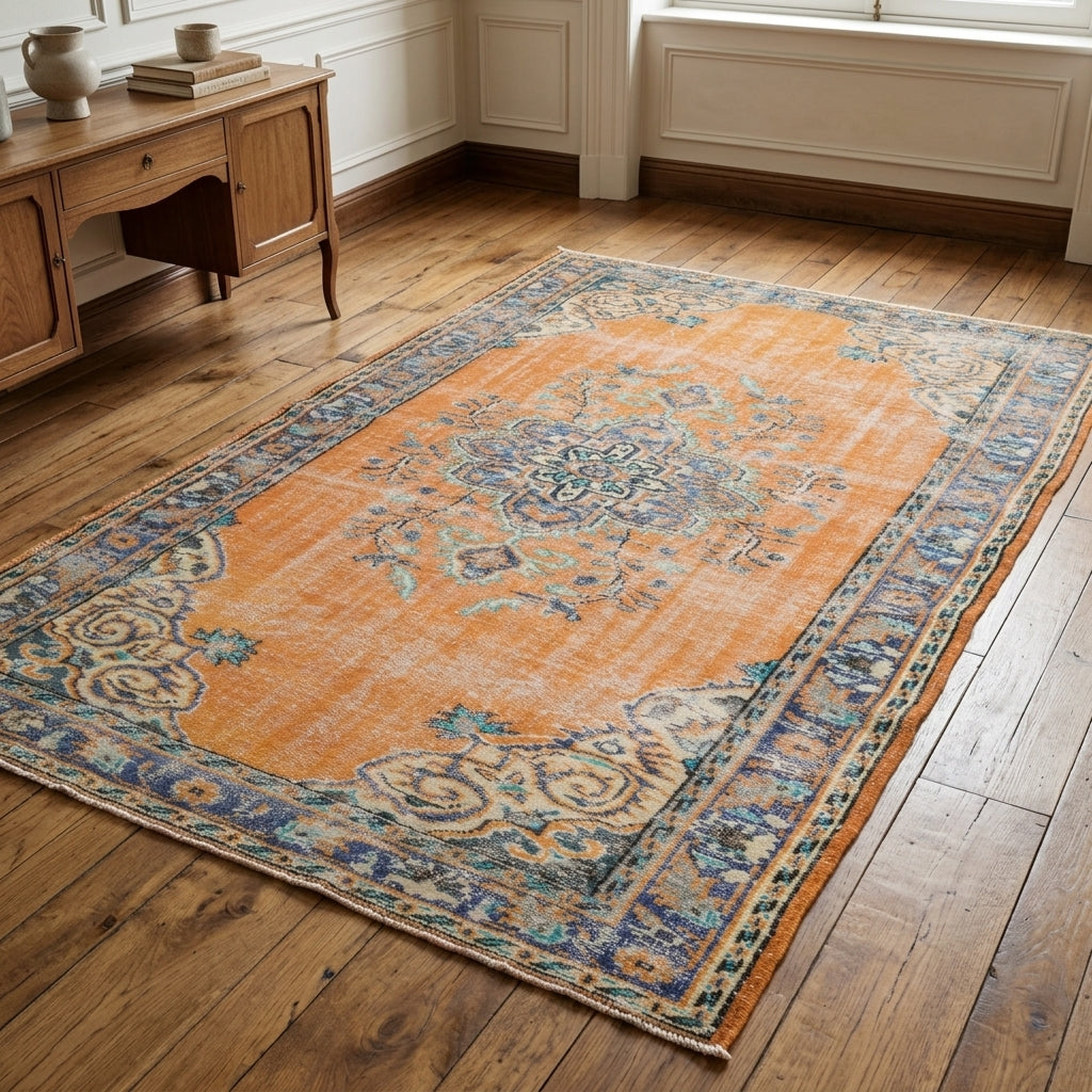Oriental pattern on the Zuhregonca vintage area rug – handmade in Anatolia, Turkey