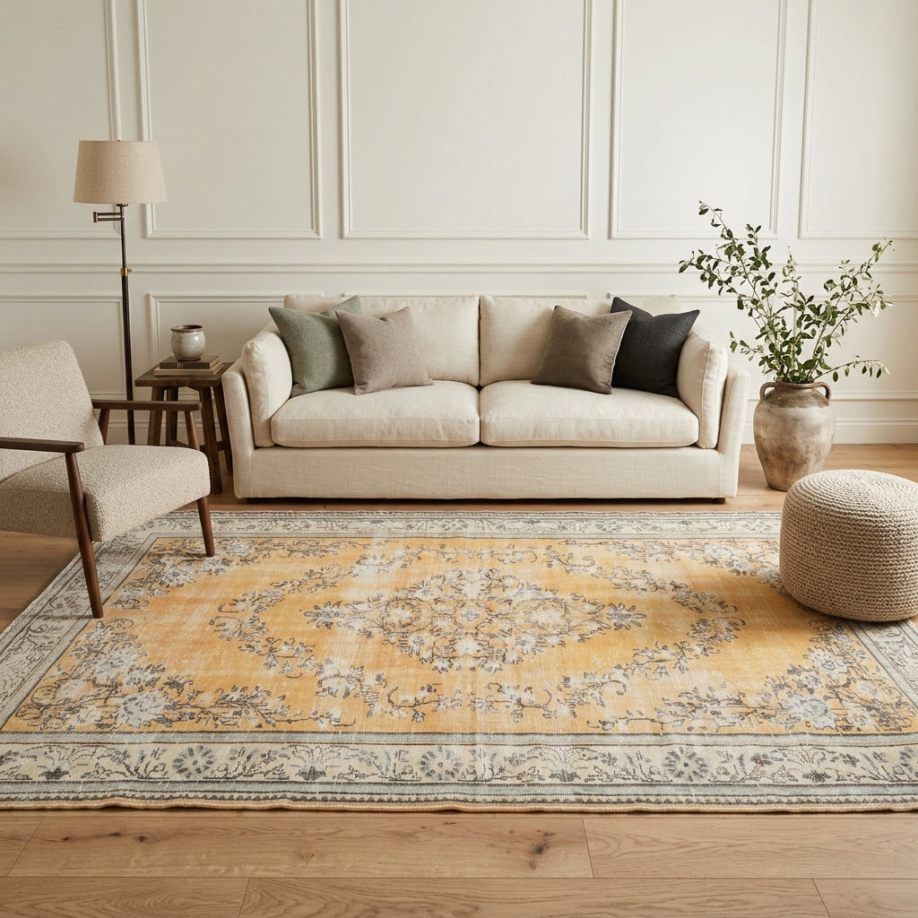 Oriental pattern on the Pervaperver vintage area rug – handmade in Anatolia, Turkey