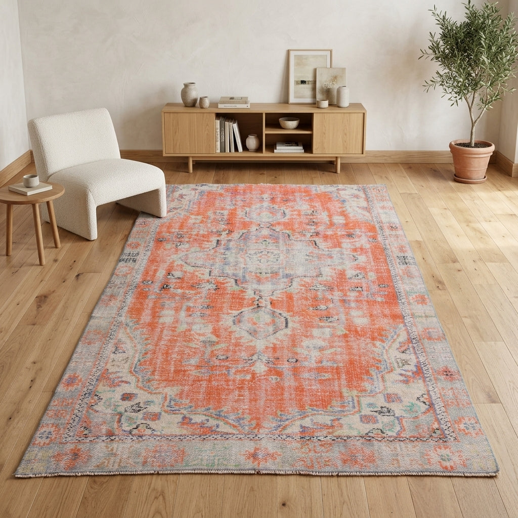 Oriental pattern on the Bengidil vintage area rug – handmade in Anatolia, Turkey