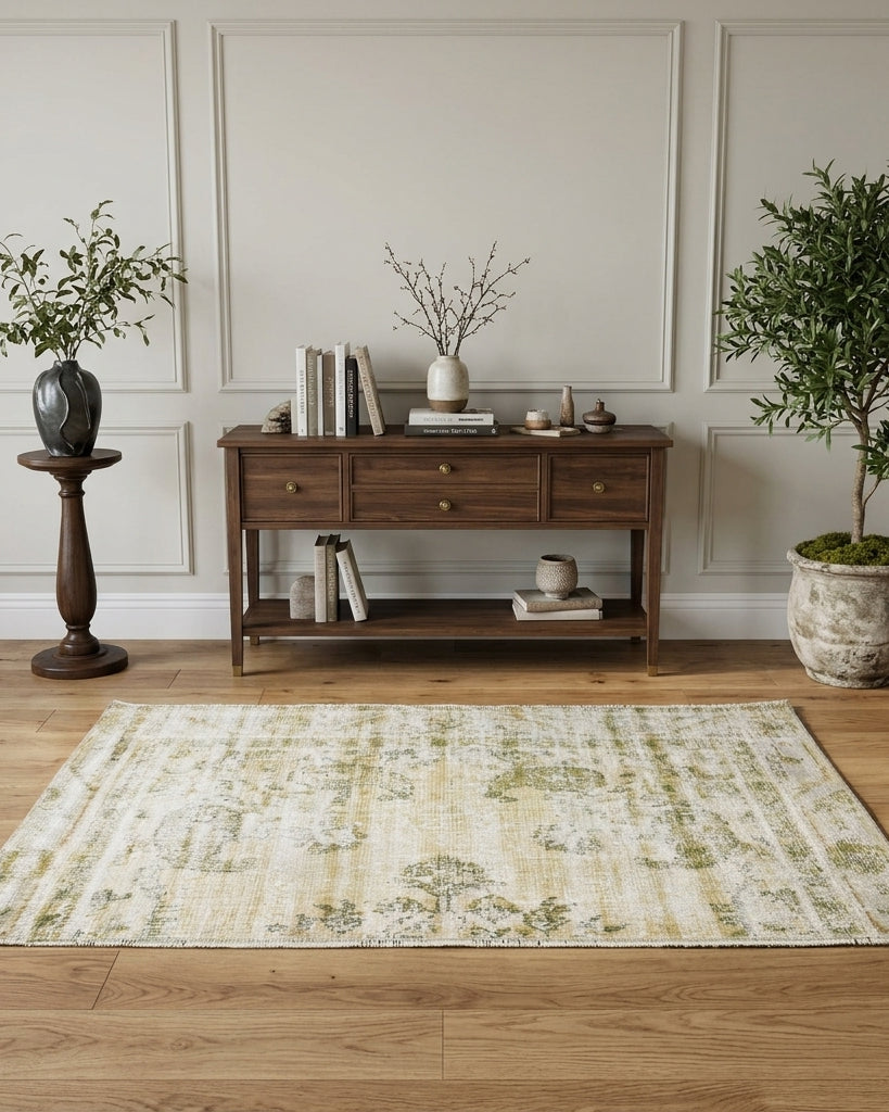 Oriental pattern on the Ilginmelek vintage area rug – handmade in Anatolia, Turkey