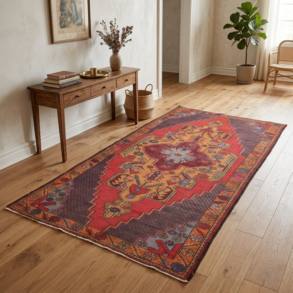 Oriental pattern on the Hurremdil vintage area rug – handmade in Anatolia, Turkey