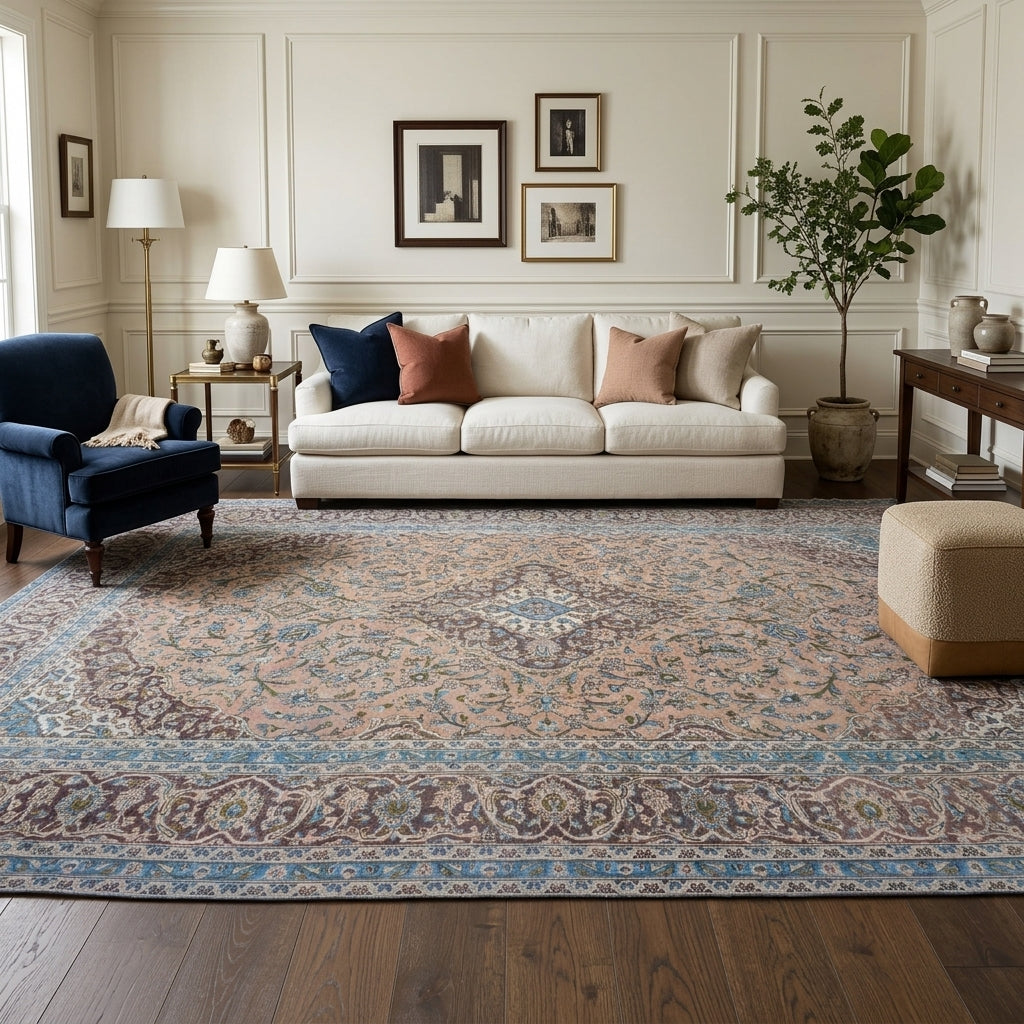 Oriental pattern on the Esencihan vintage area rug – handmade in Anatolia, Turkey