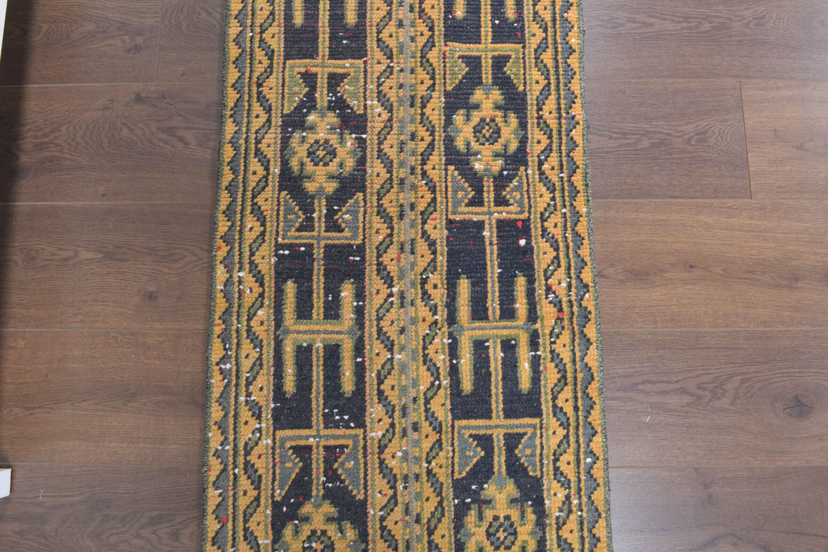One-of-a-kind 1970s Anatolian vintage patchwork runner rug in wool, 1'10" x 10'8"