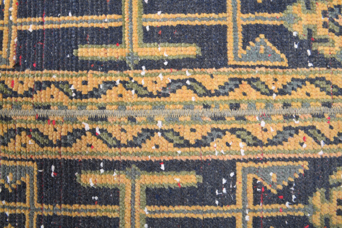 Amaranththalia runner: 1970s handmade Anatolian runner with ikat motifs and fabric backing