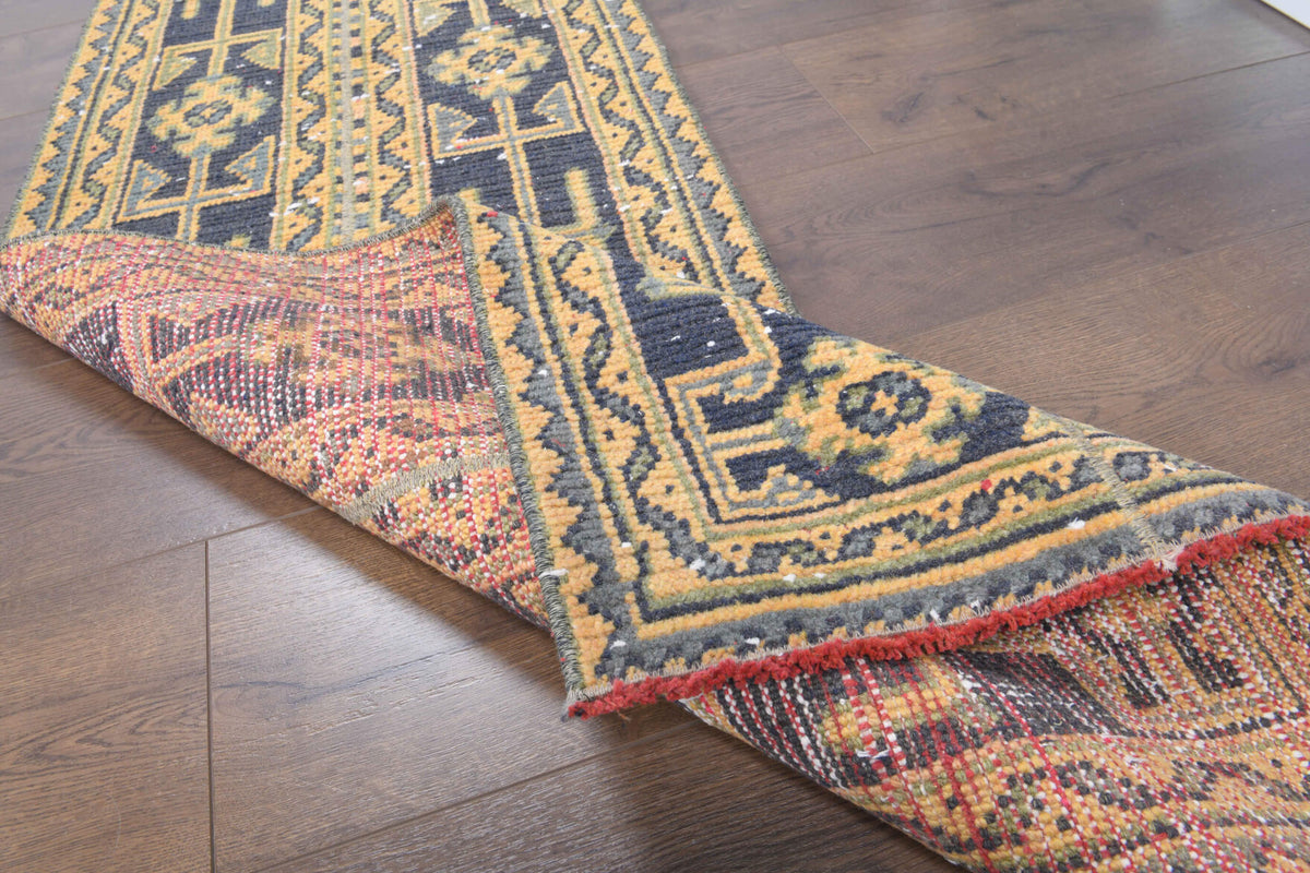Authentic Anatolian vintage patchwork runner rug (1970s) with ikat design – one-of-a-kind at Fame Rugs