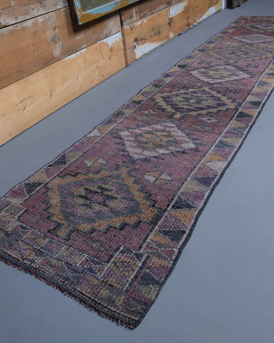 Vintage Hand-Knotted Runner Rug