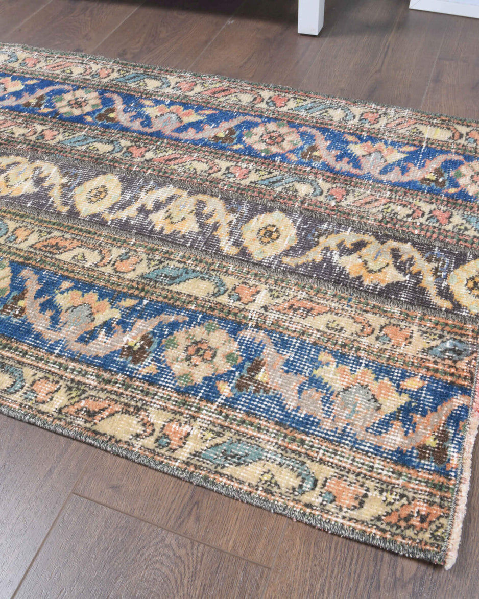 One-of-a-kind 1970s Anatolian vintage patchwork runner rug in wool, 2'1" x 5'5"