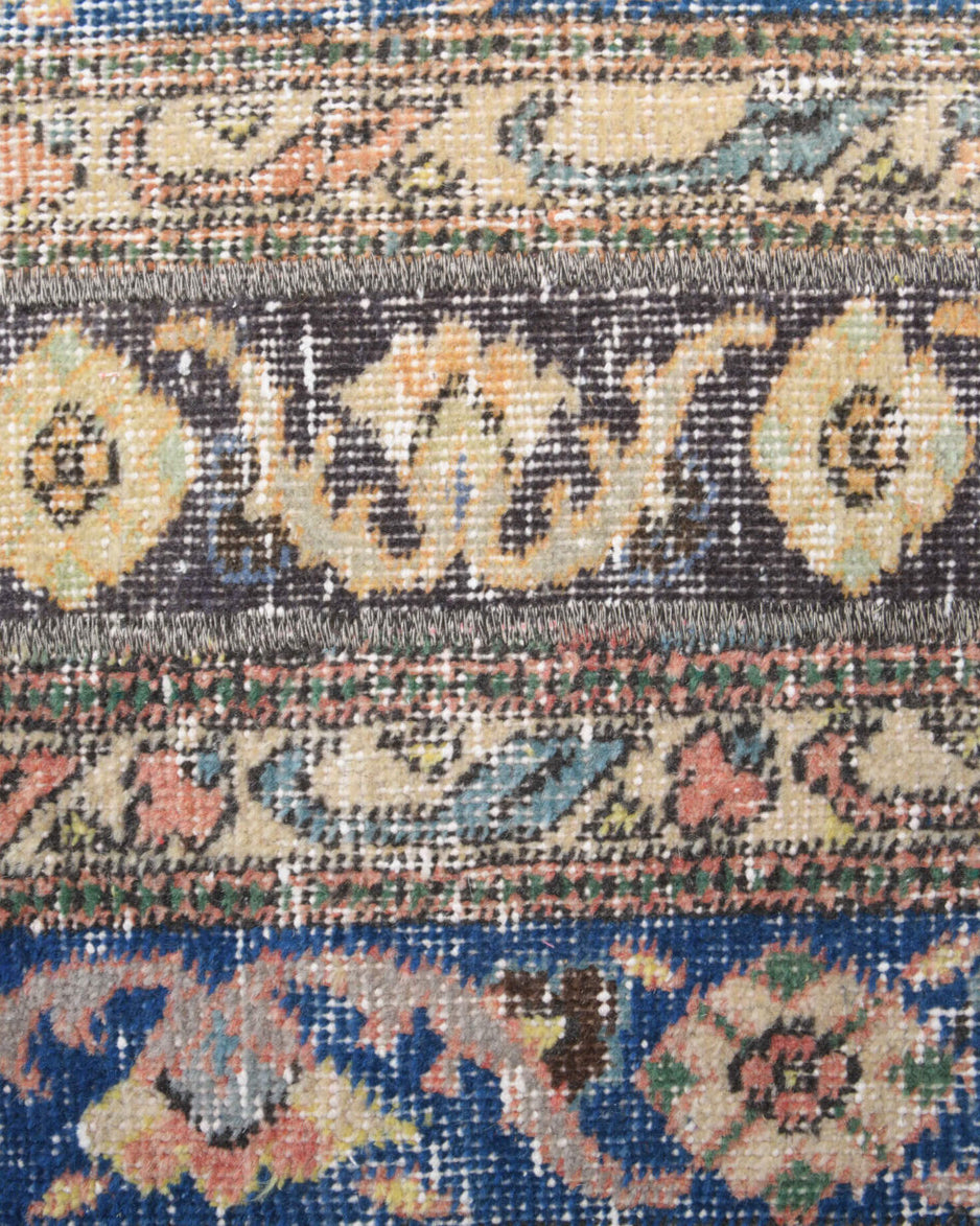 Astrapnoe runner: 1970s handmade Anatolian runner with ikat motifs and fabric backing