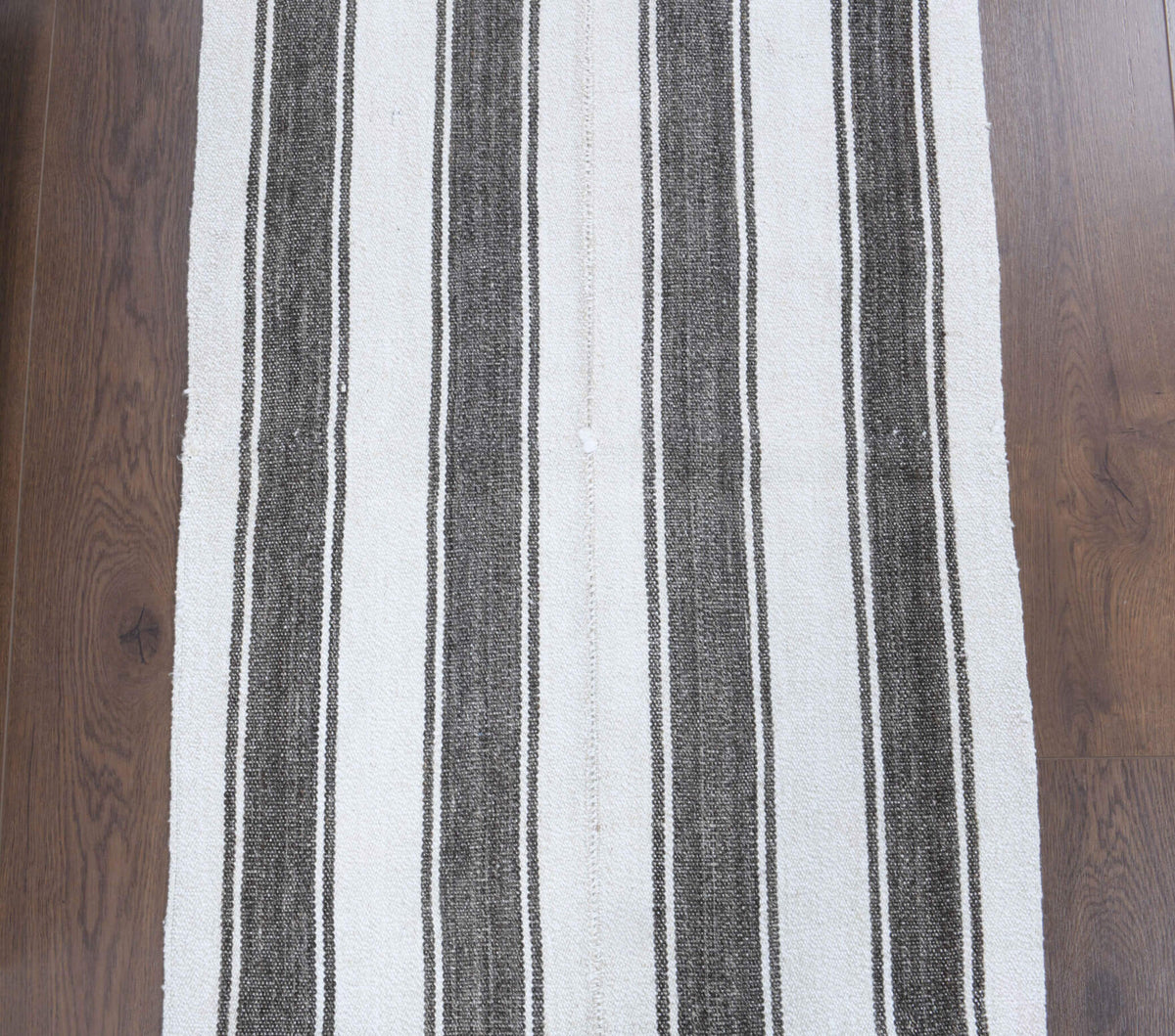 Termeh runner: 1960s handwoven flatweave Anatolian runner with striped motifs