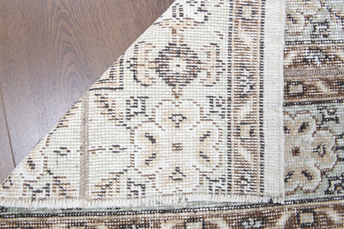 Alevisik runner: 1970s handmade Anatolian runner with oriental motifs and fabric backing