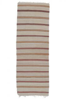 2x7 Vintage Beige Striped Kilim Runner