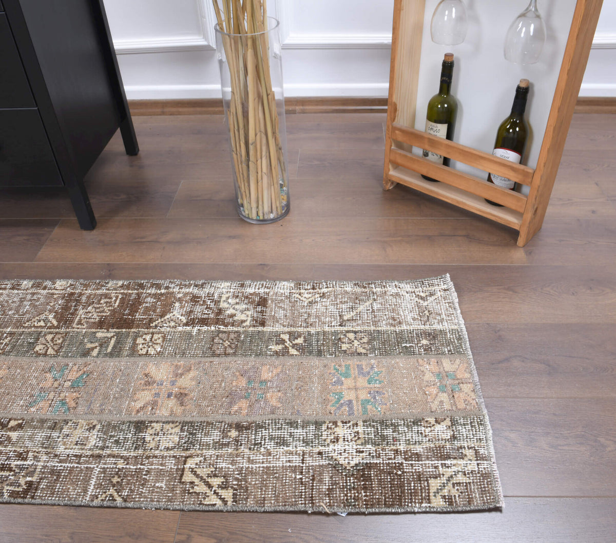 Atlasperi runner: 1970s handmade Anatolian runner with ikat motifs and fabric backing