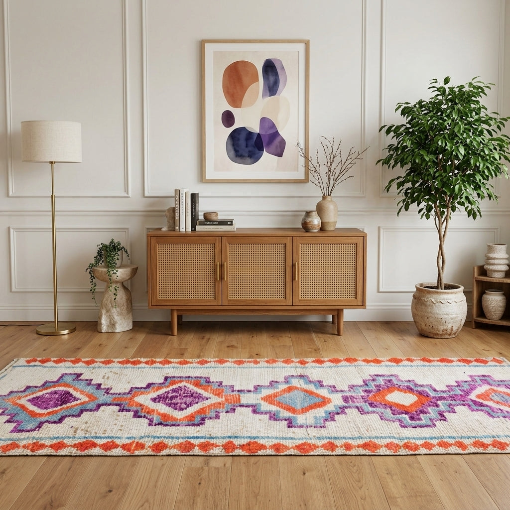Oriental pattern on the Aglaophaessa vintage runner rug – handmade in Anatolia, Turkey