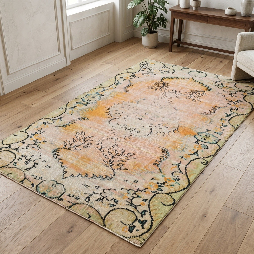 Oriental pattern on the Fulyakusa vintage area rug – handmade in Anatolia, Turkey
