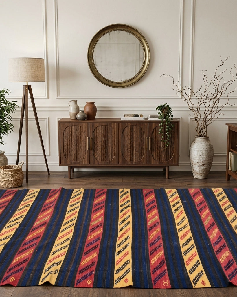 Pattern on the Zerrinruh vintage kilim runner rug – handwoven flatweave in Anatolia, Turkey